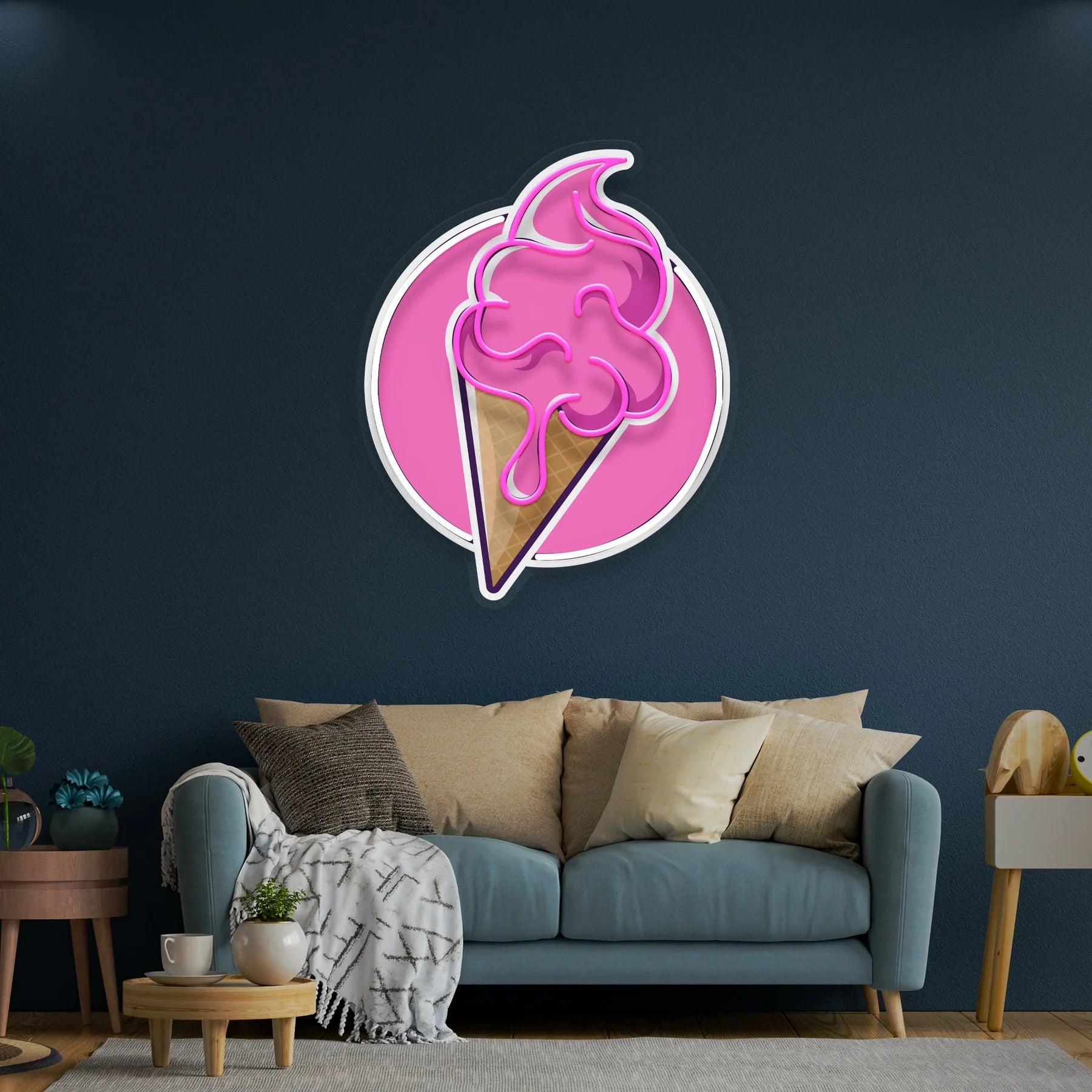 Eiscreme Cartoon Niedliches Kunstwerk LED Neonschildlicht