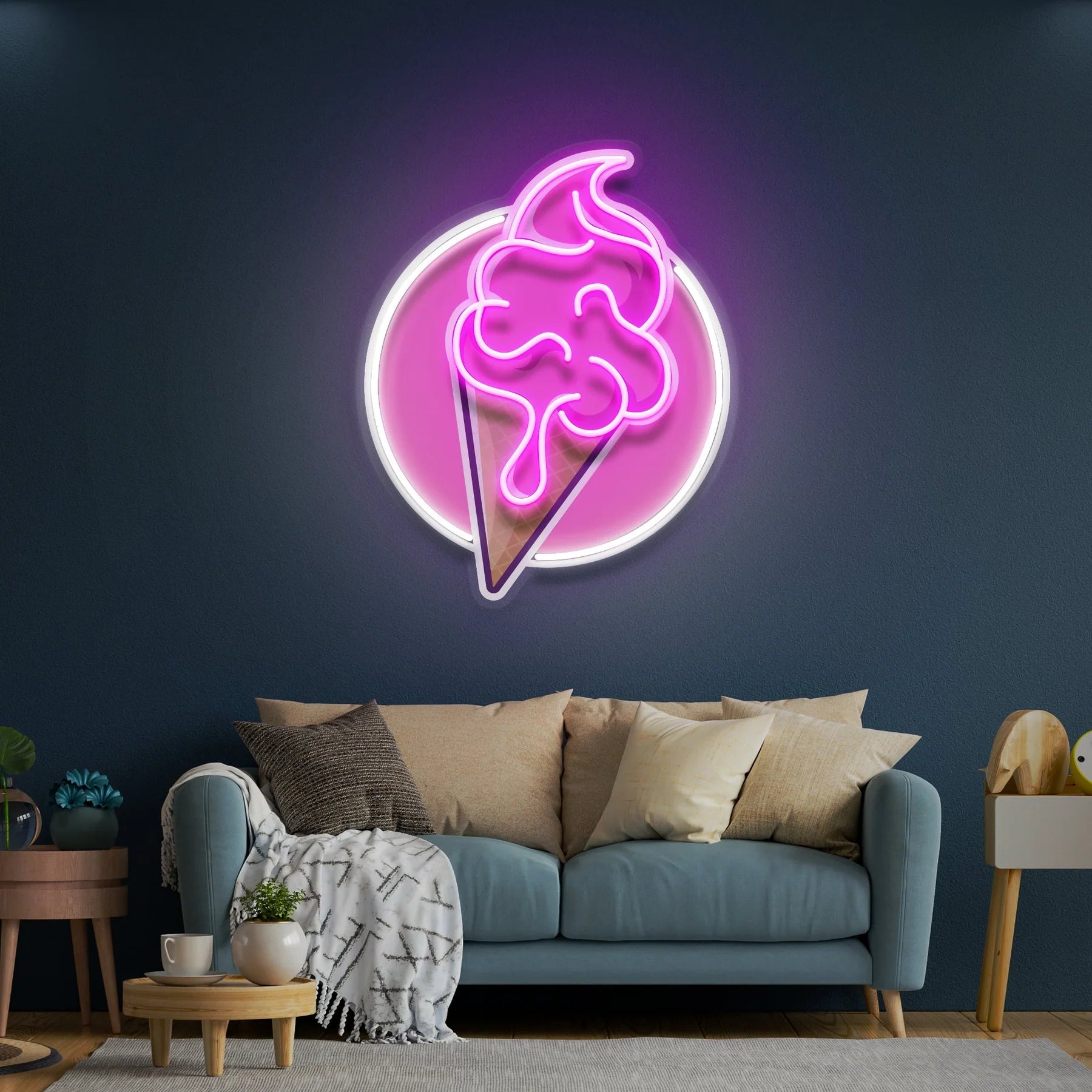 Eiscreme Cartoon Niedliches Kunstwerk LED Neonschildlicht