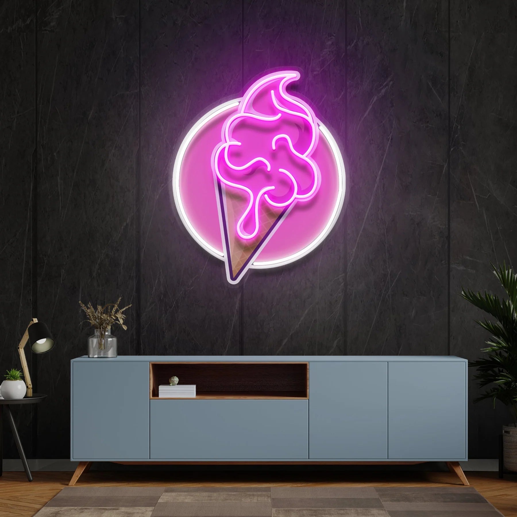 Eiscreme Cartoon Niedliches Kunstwerk LED Neonschildlicht