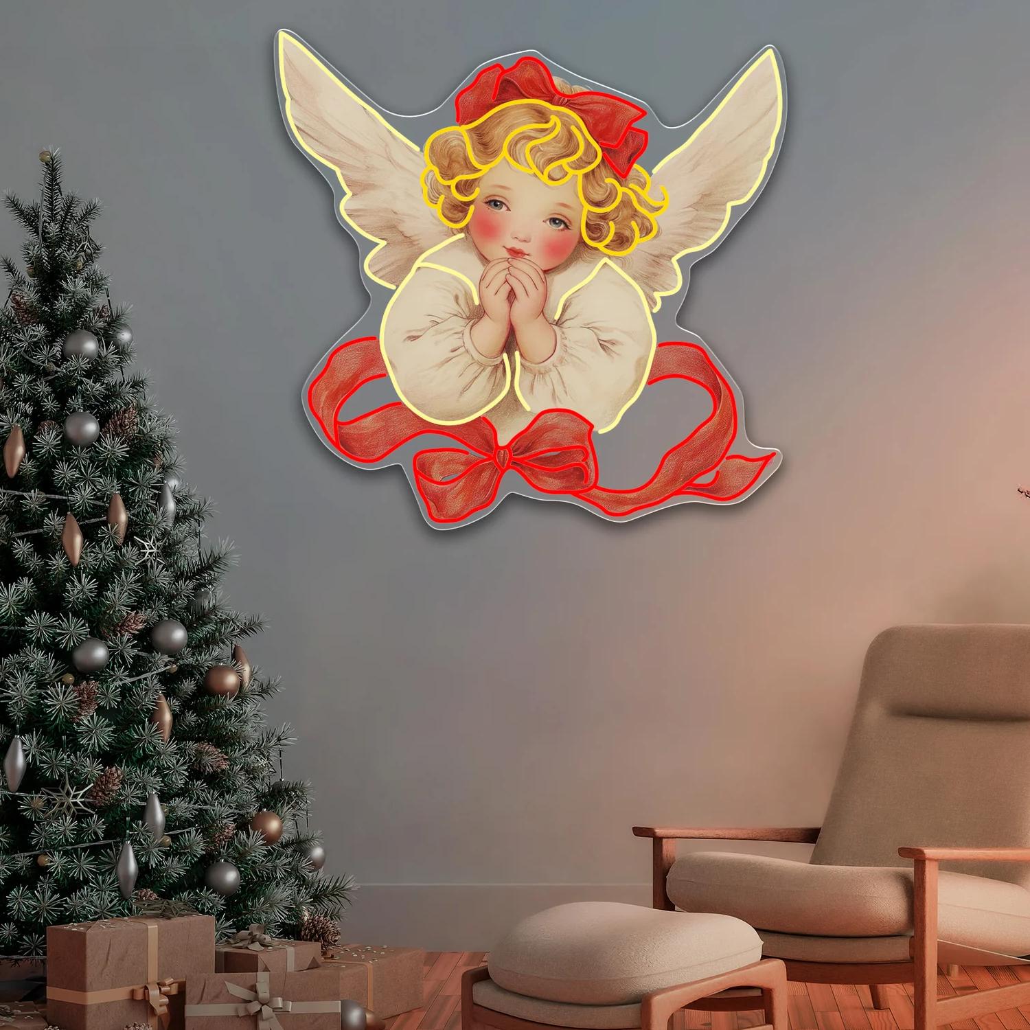 Engelssegen – Ein friedliches Weihnachts Neonlicht Kunstwerk