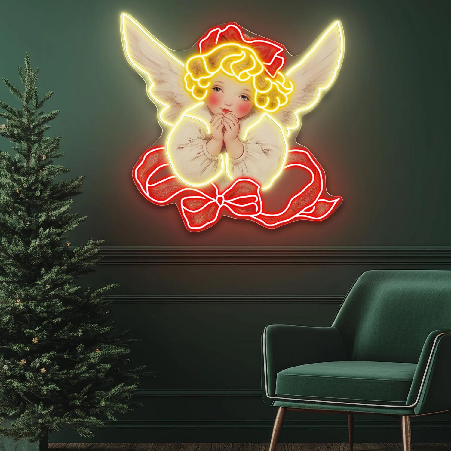 Engelssegen – Ein friedliches Weihnachts Neonlicht Kunstwerk
