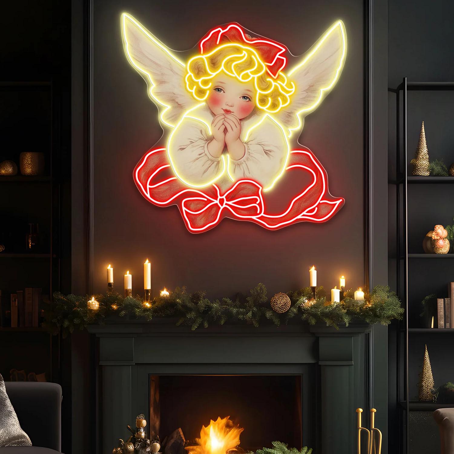 Engelssegen – Ein friedliches Weihnachts Neonlicht Kunstwerk