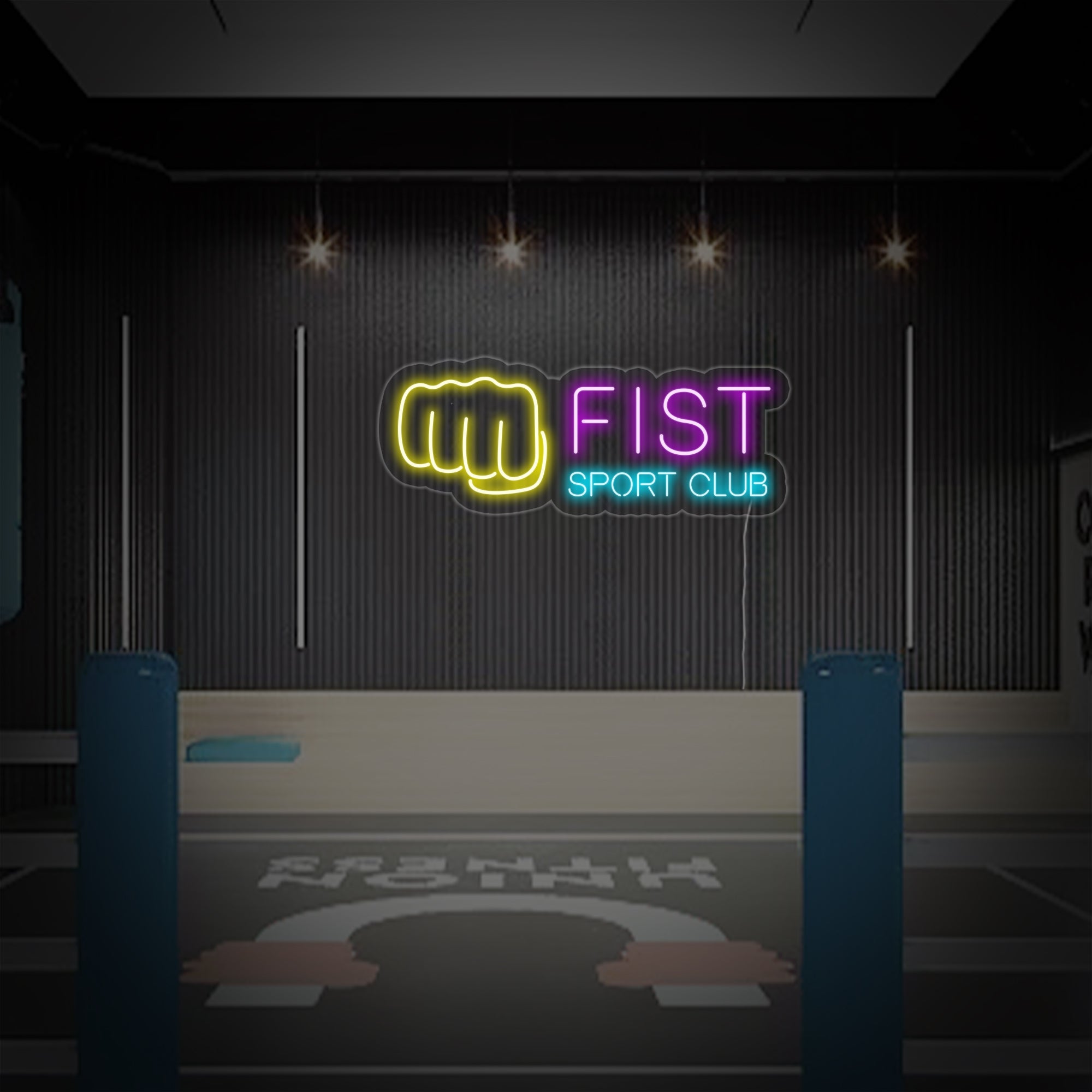 "Kampfclub, Fist Sport Club" Neonschrift