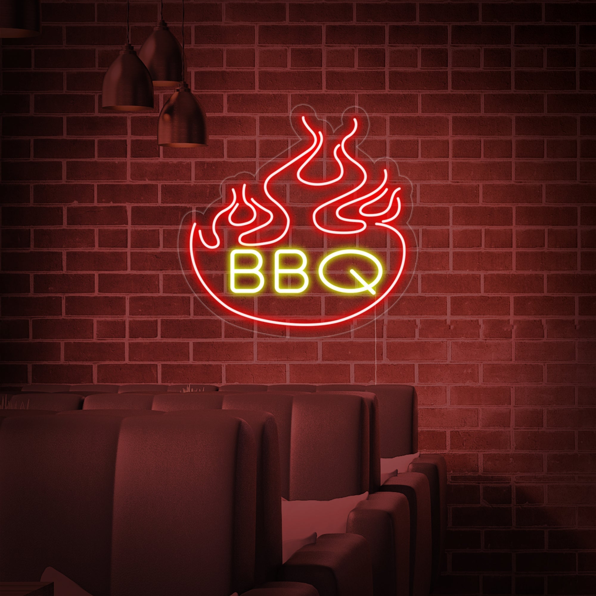 "Flammen, BBQ" Neonschrift