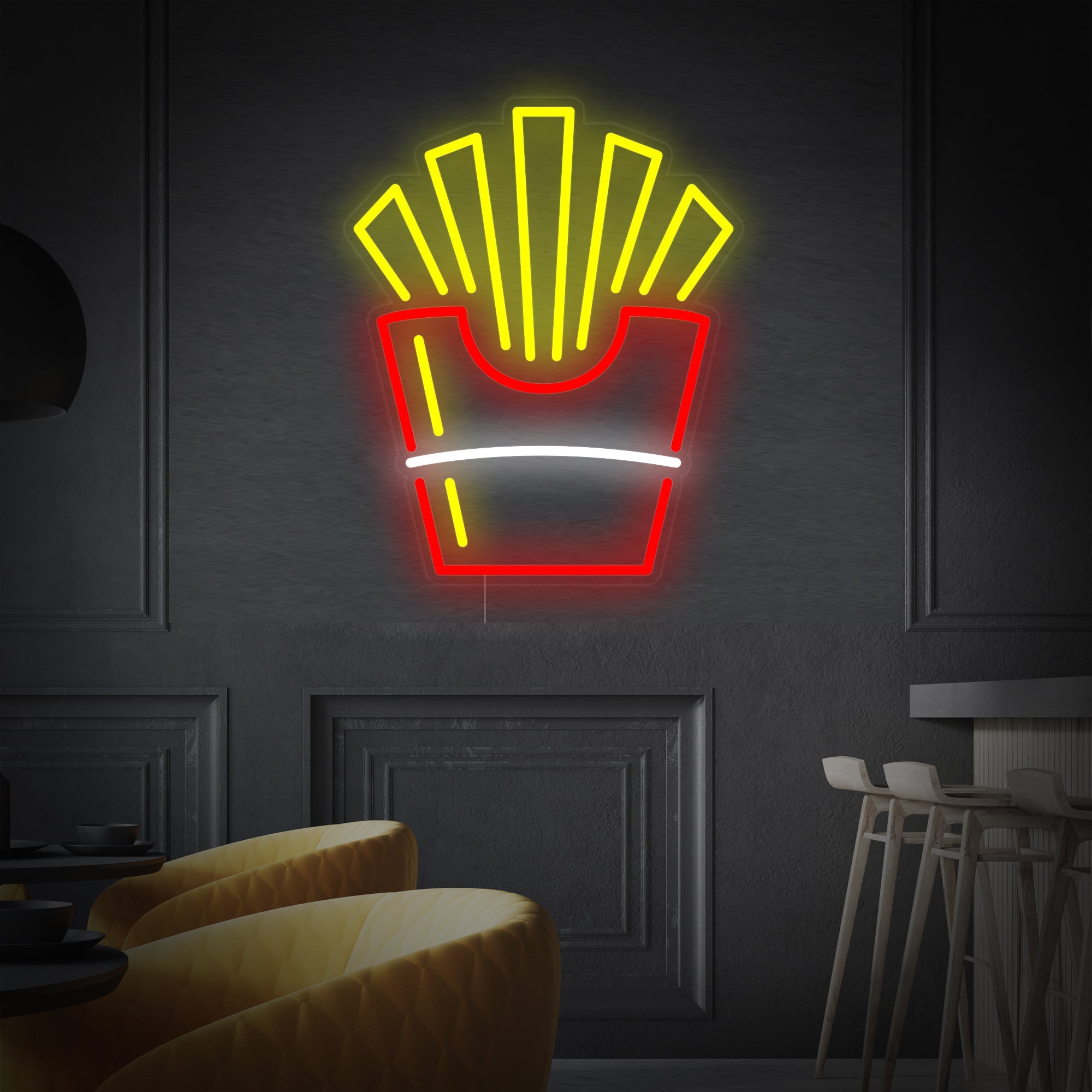 "Pommes Frites In Papier Pommes Essen" Neonschrift