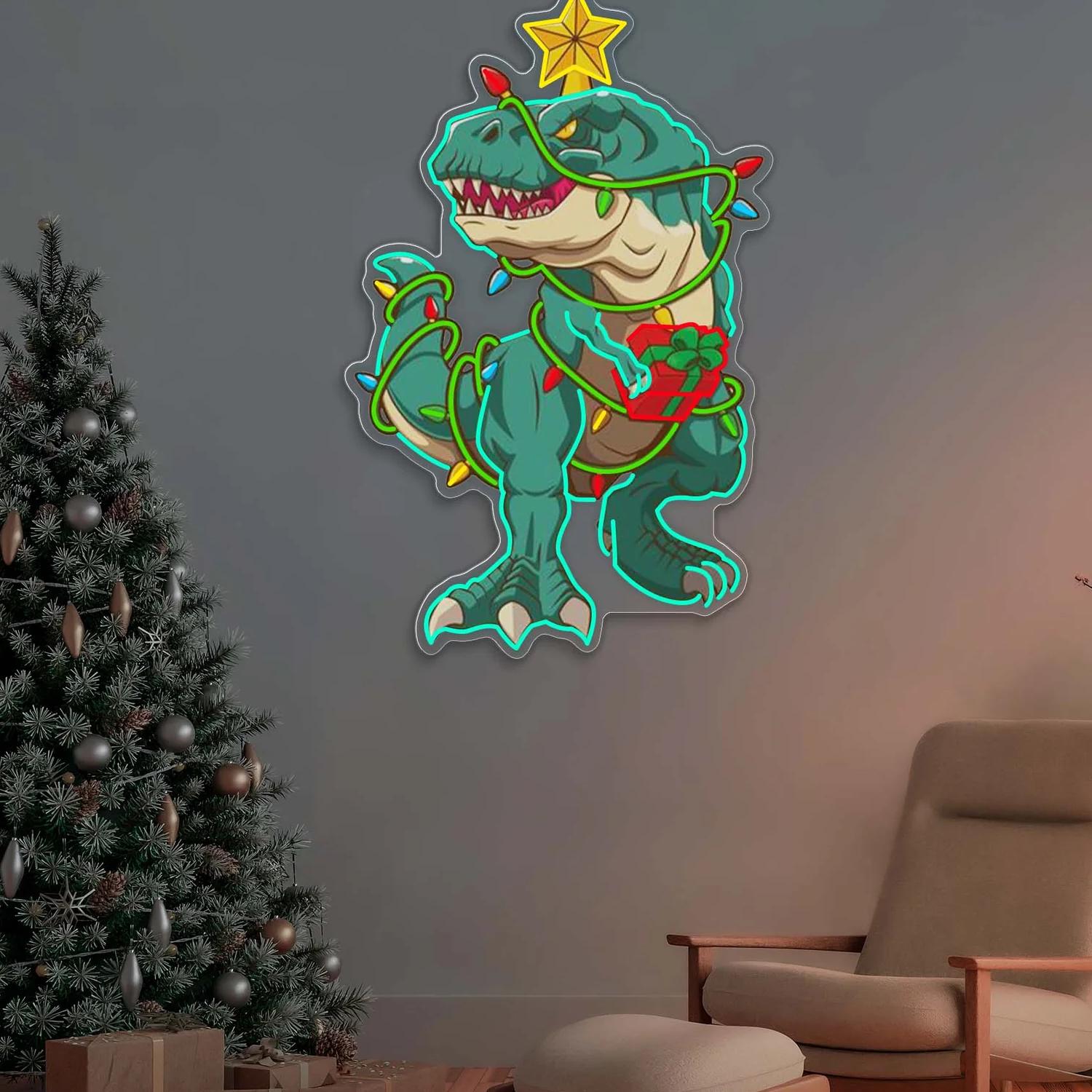 Frohe Rex-mas – Leuchtreklame Kunstwerk für eine humorvolle Weihnachtszeit