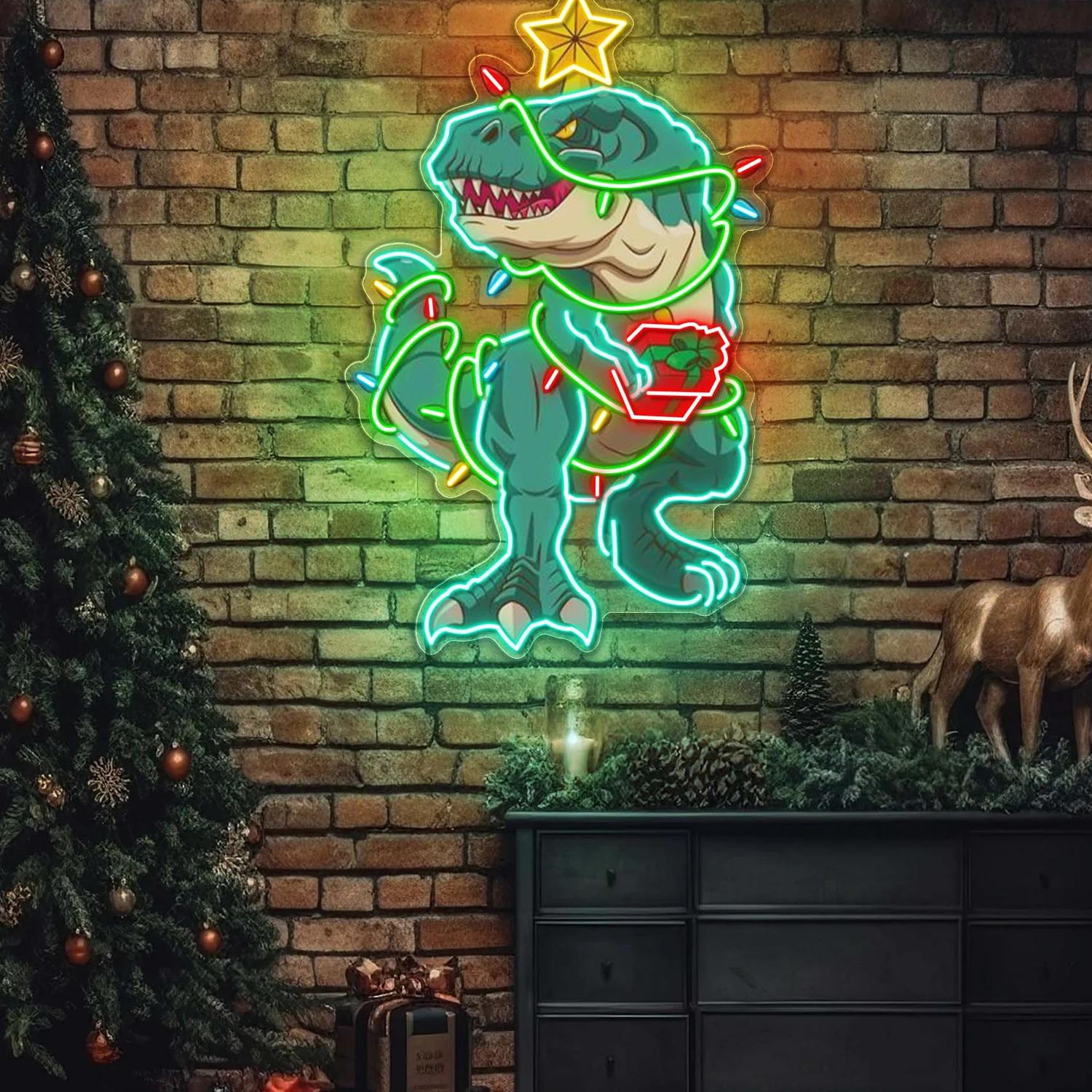 Frohe Rex-mas – Leuchtreklame Kunstwerk für eine humorvolle Weihnachtszeit