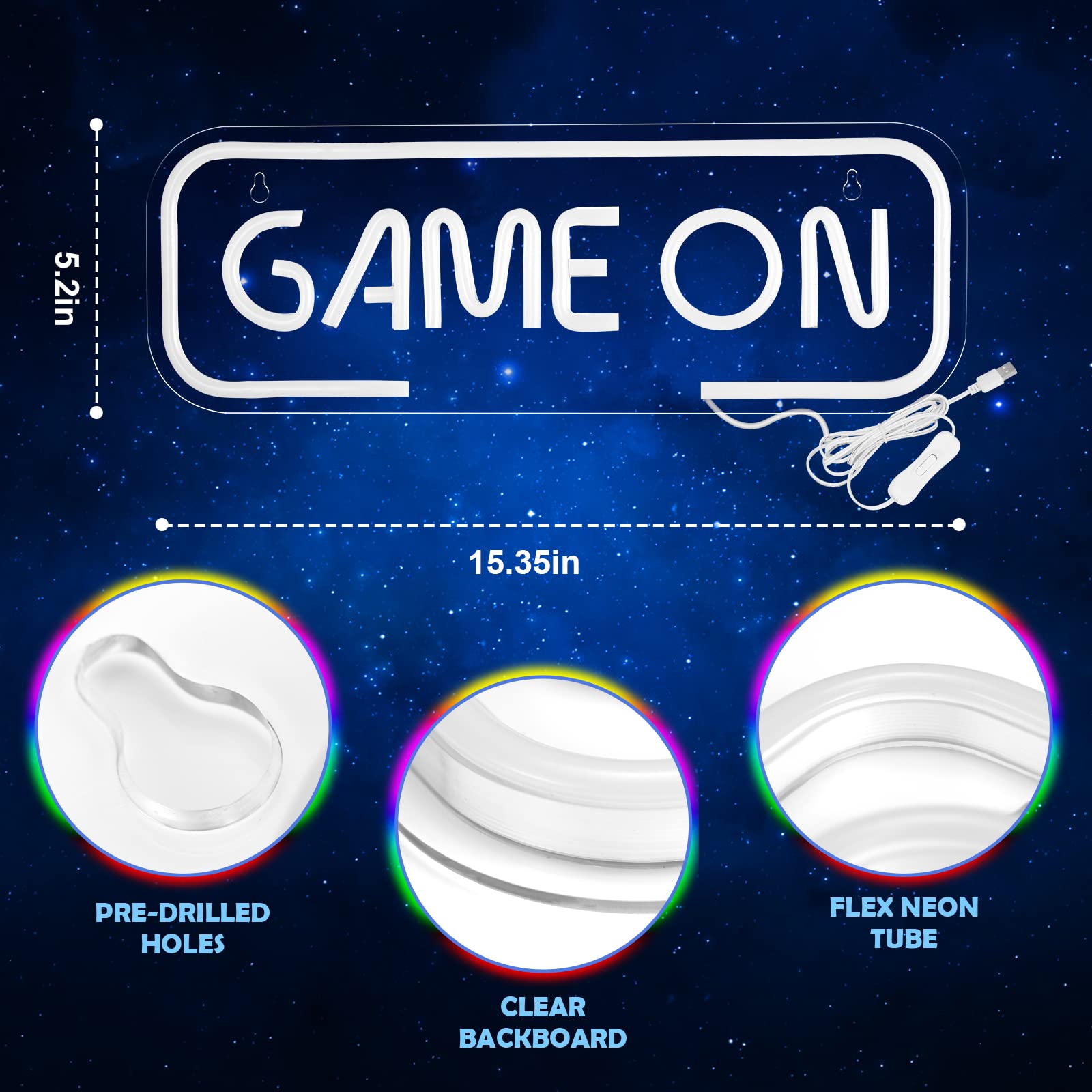 „GAME ON“ Neonlichter: Perfekte Spielzimmerdekoration für Gamer