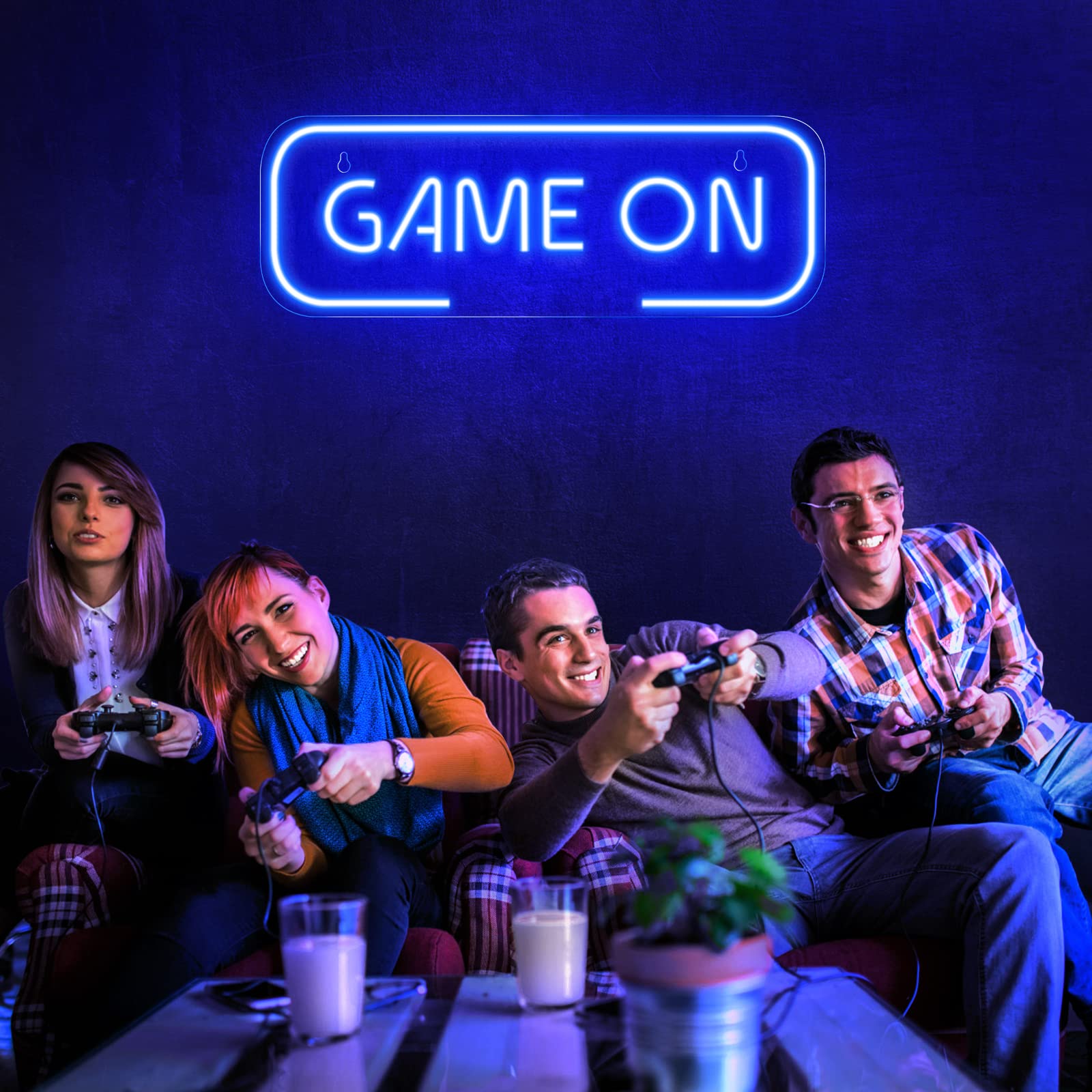 „GAME ON“ Neonlichter: Perfekte Spielzimmerdekoration für Gamer