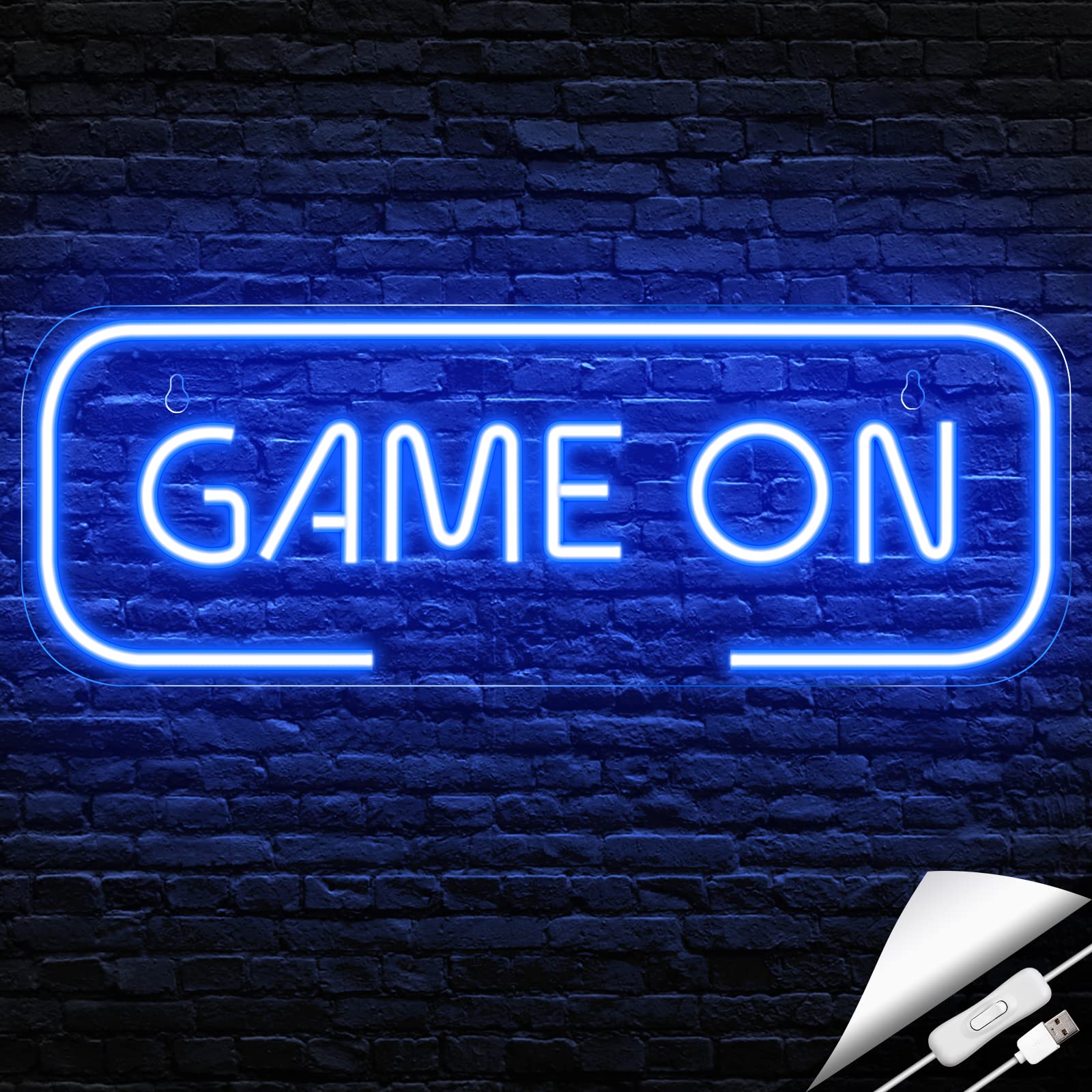 „GAME ON“ Neonlichter: Perfekte Spielzimmerdekoration für Gamer