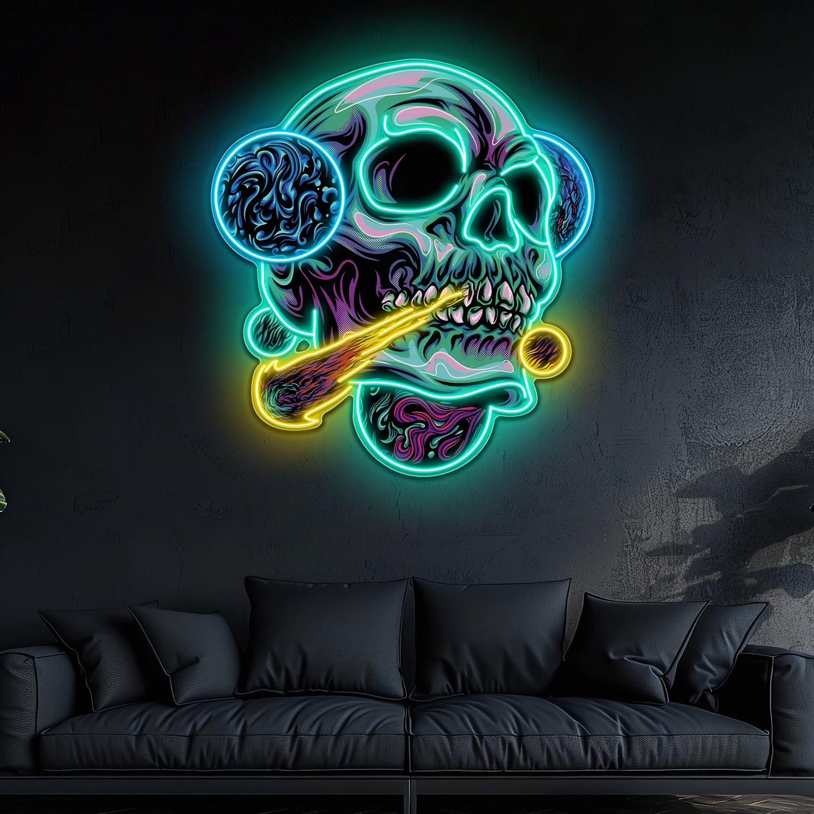 Galaktische Totenkopf-Leuchtreklame, Lichtkunstwerk