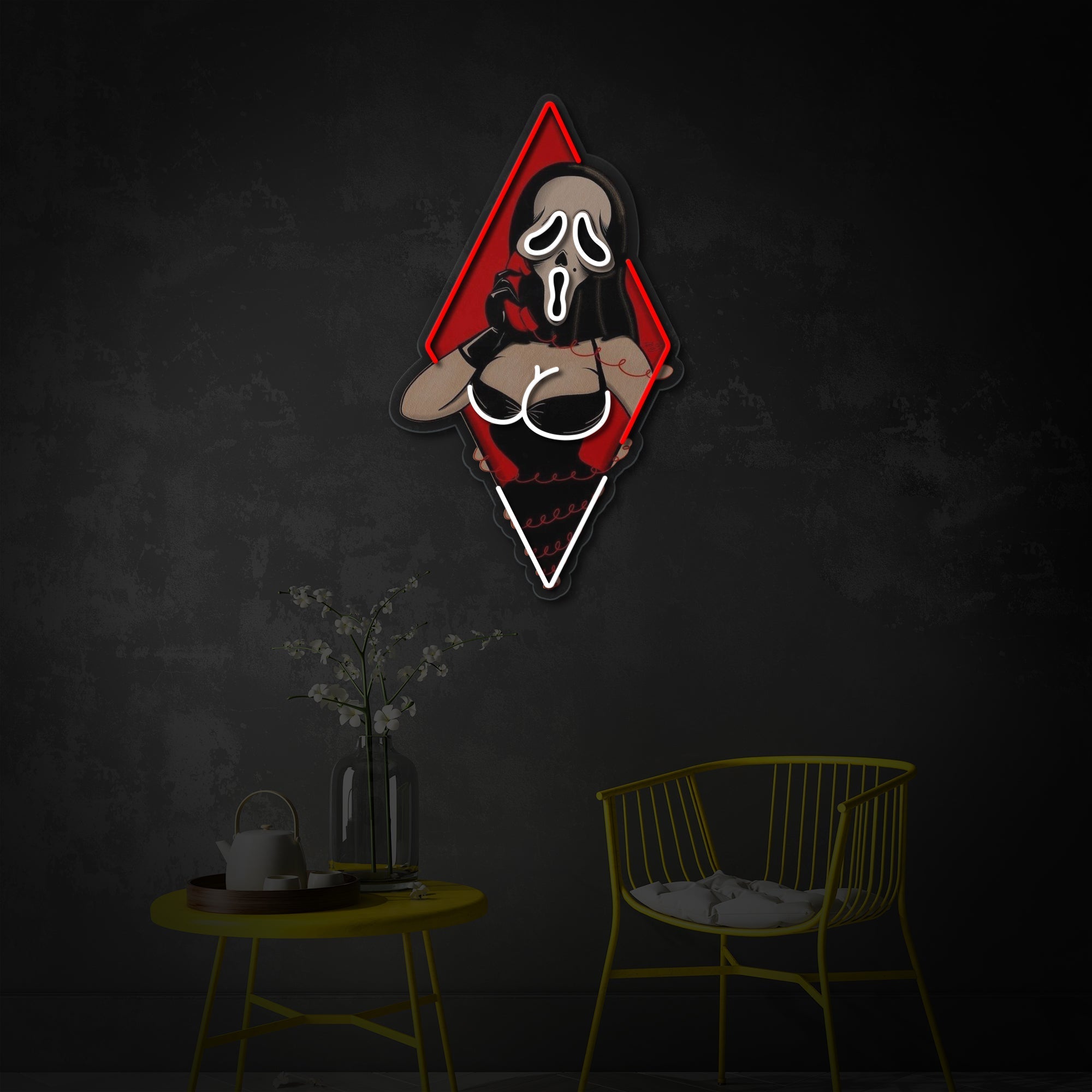 "Ghost Face Dame, sexy Frau" UV-bedruckt LED-Neonschild