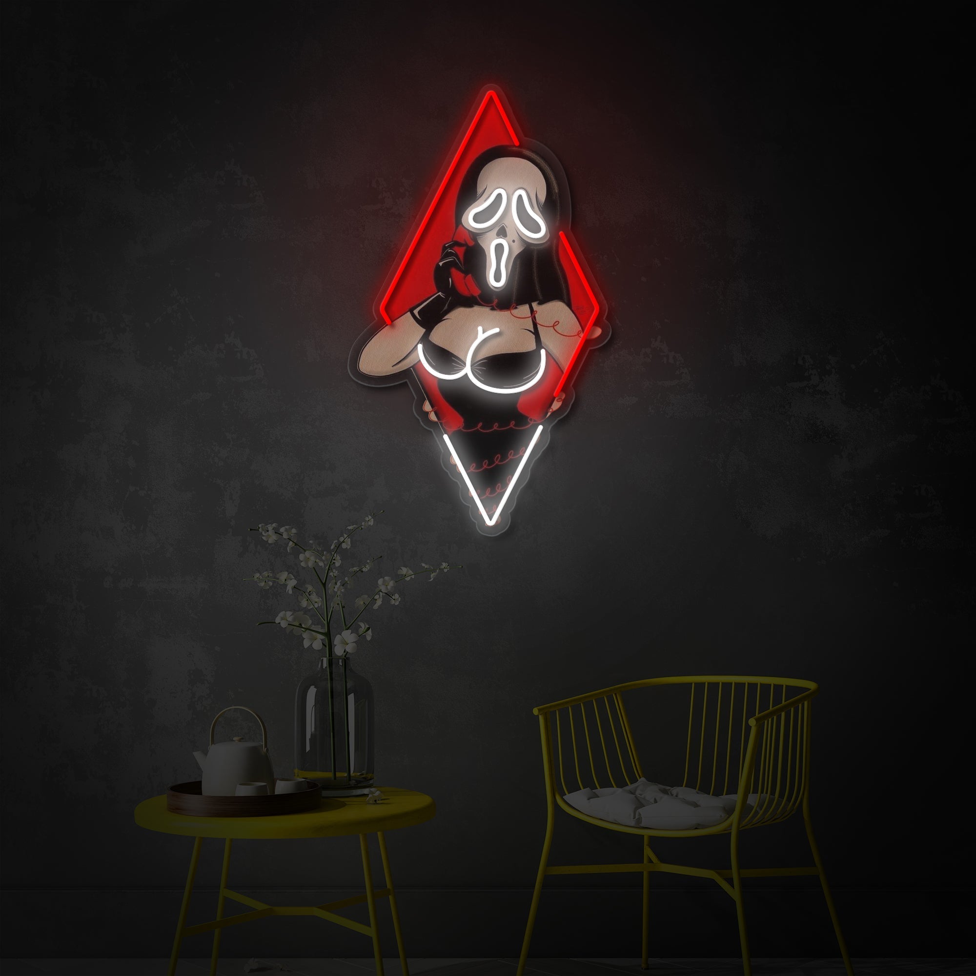"Ghost Face Dame, sexy Frau" UV-bedruckt LED-Neonschild