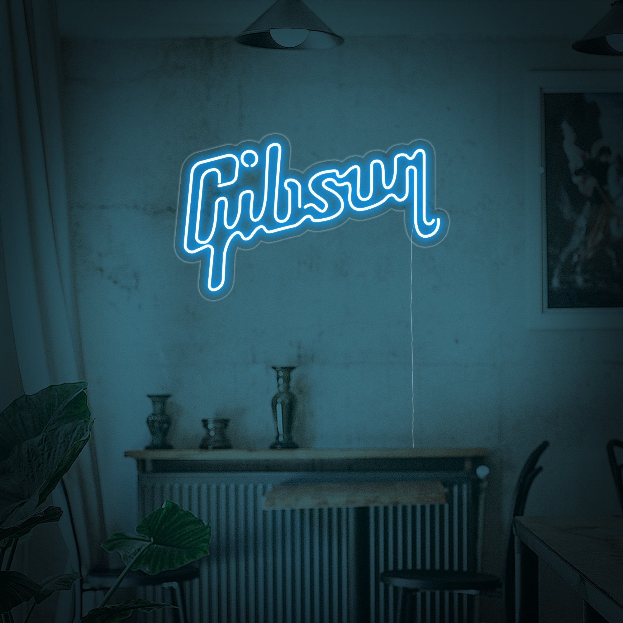 "Gibson, Musik, Gitarre" Neonschrift