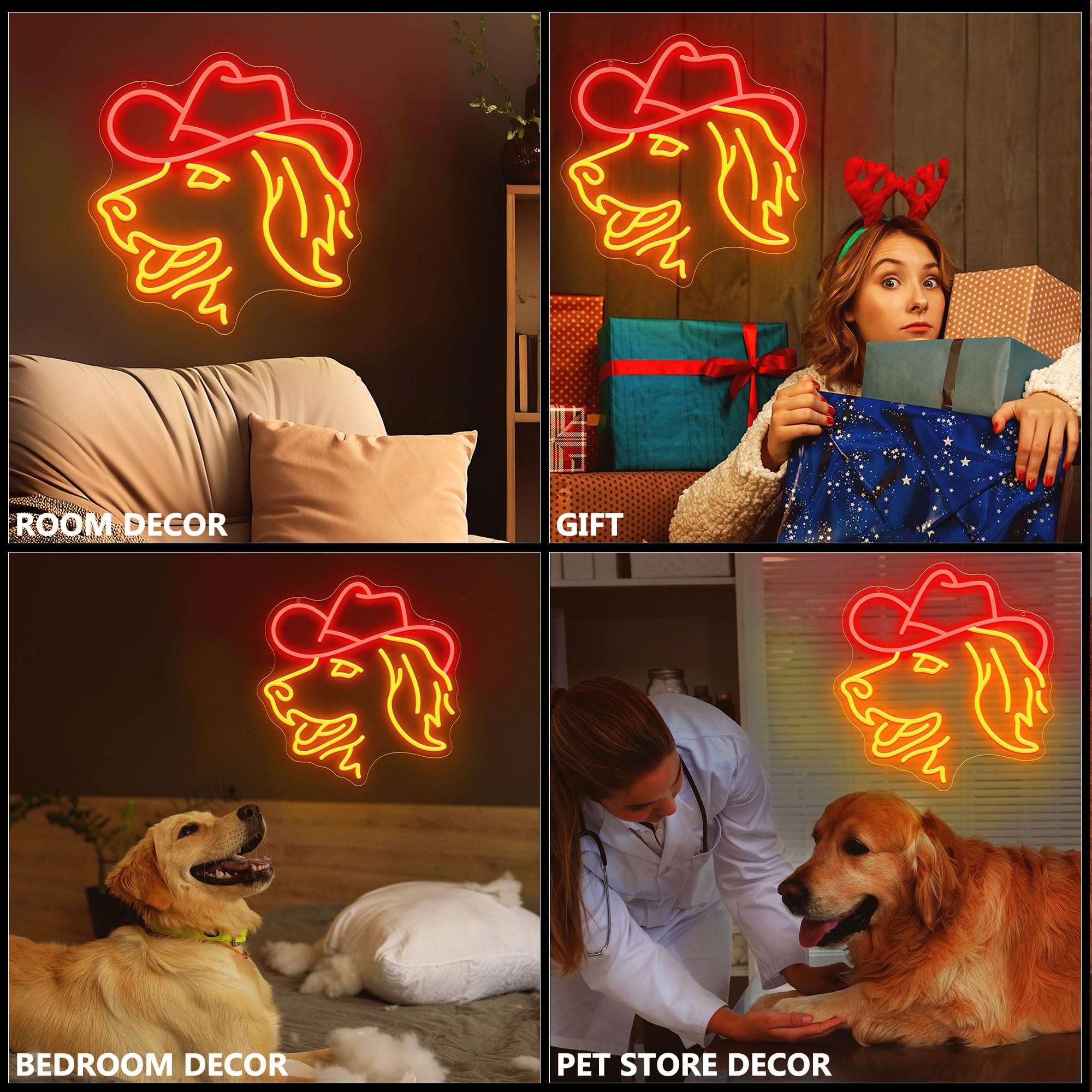 Golden Retriever Neonlampe – Lustige LED-Deko für Zuhause & Geschenkideen