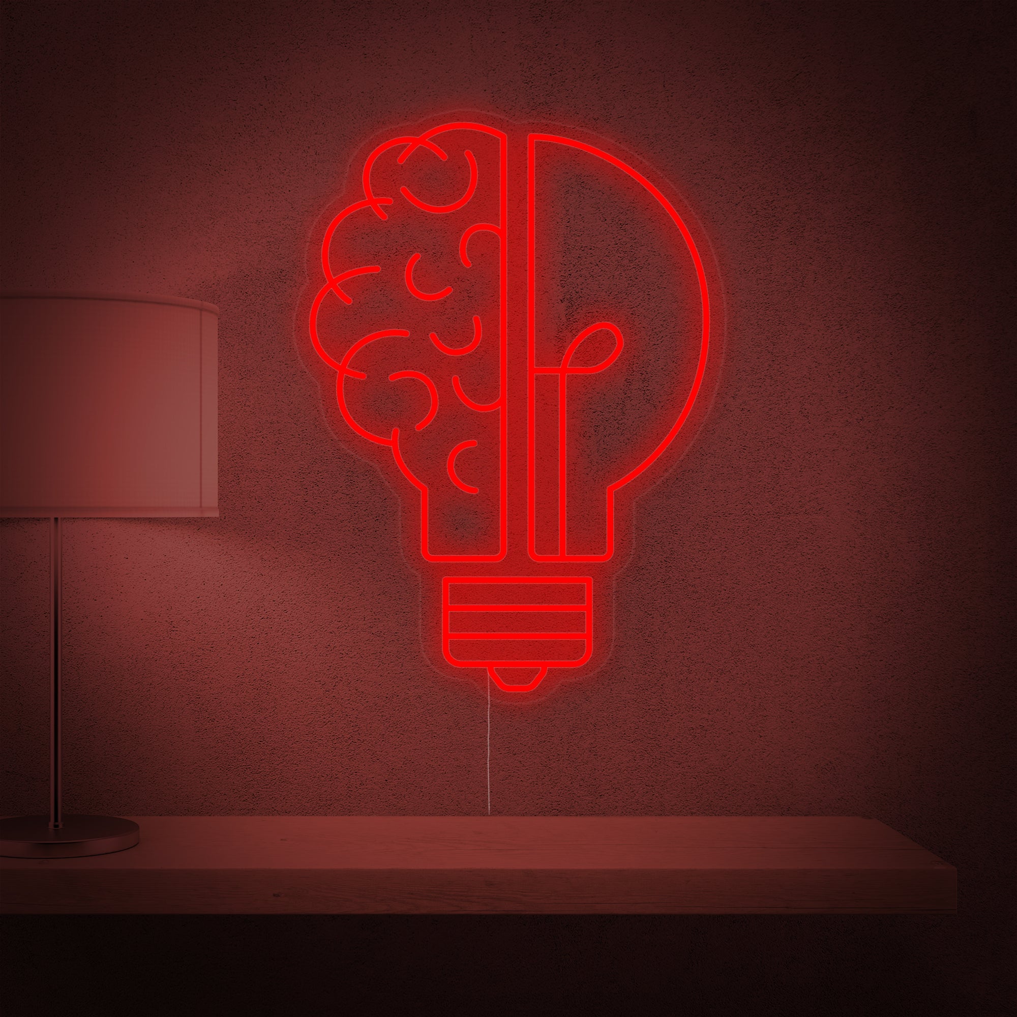 "Gute Idee Hirnbirne" Neonschrift