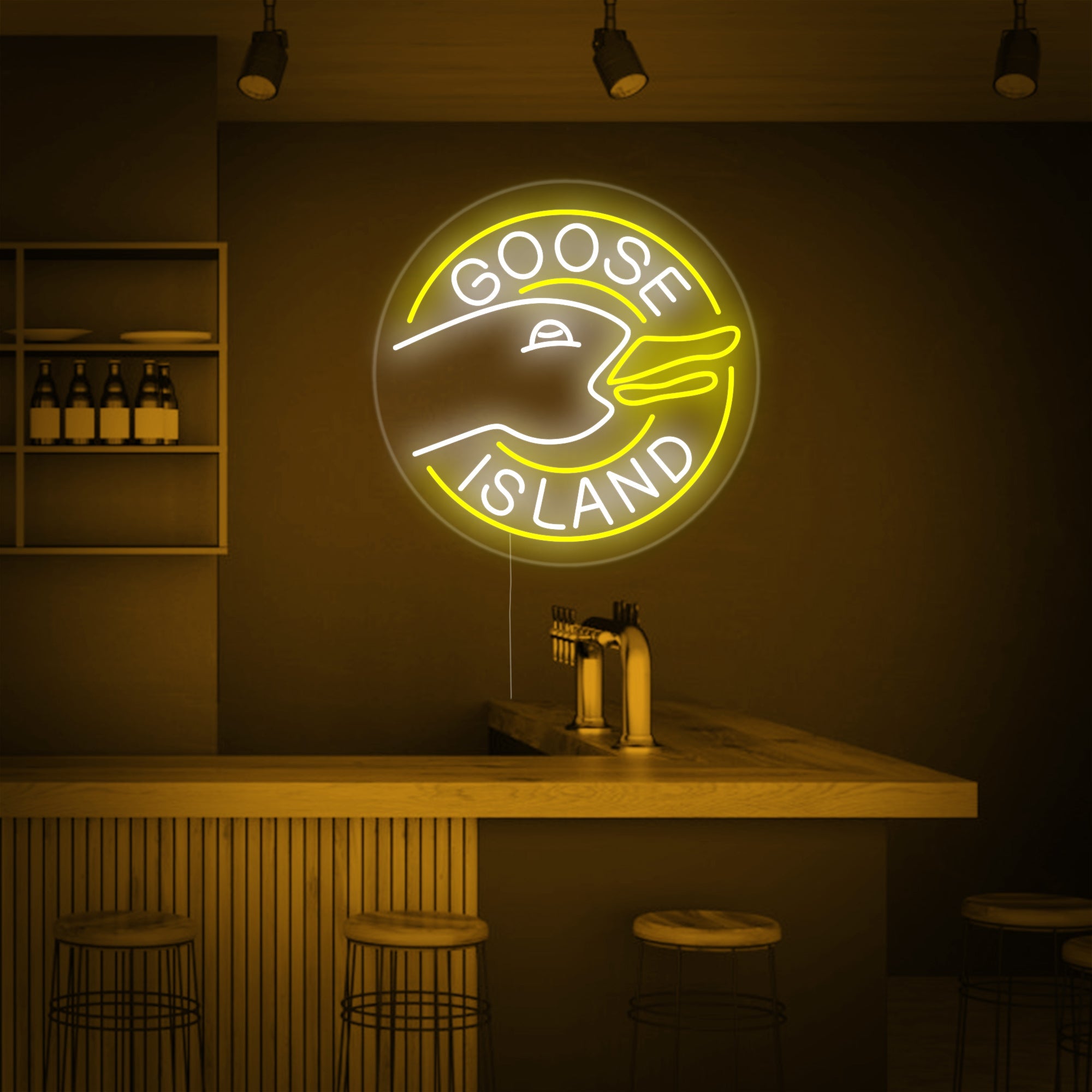"Goose Island Bierbar" Neonschrift