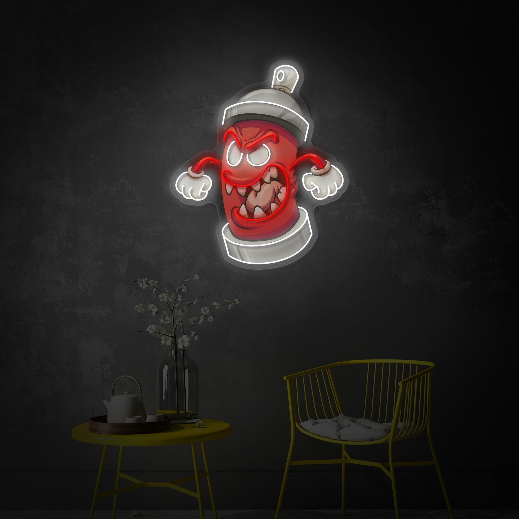 "Graffiti -Spray Can Monster" UV-bedruckt LED-Neonschild