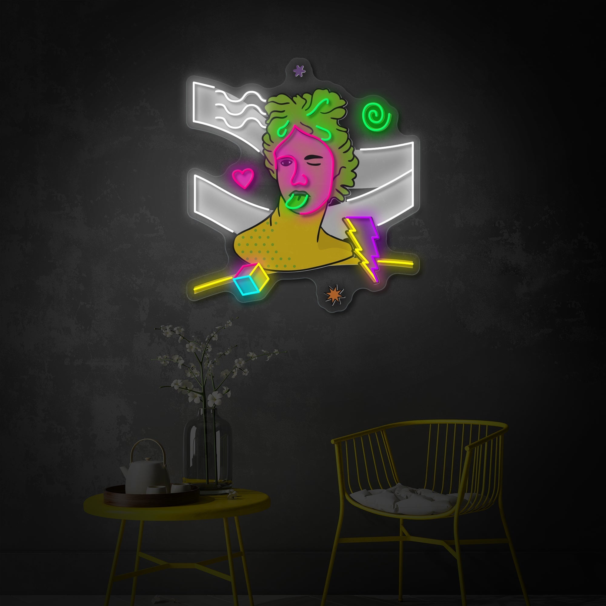 "Griechische Trippy -Skulptur" UV-bedruckt LED-Neonschild