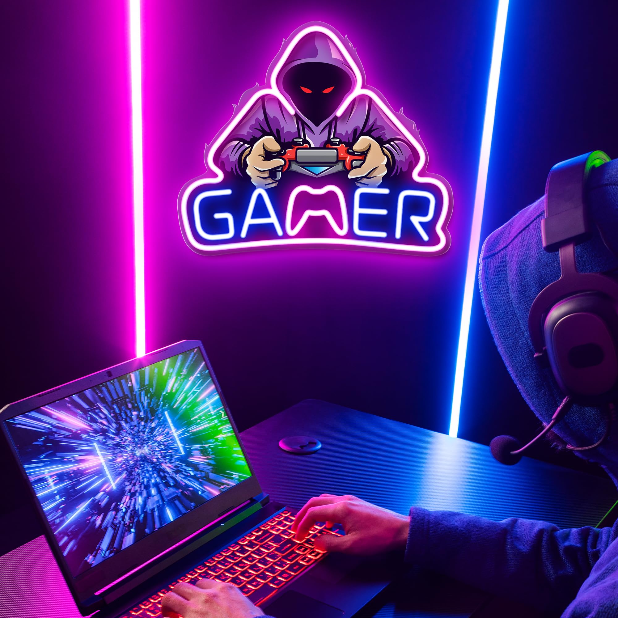 Hacker Gamer Leuchtreklame