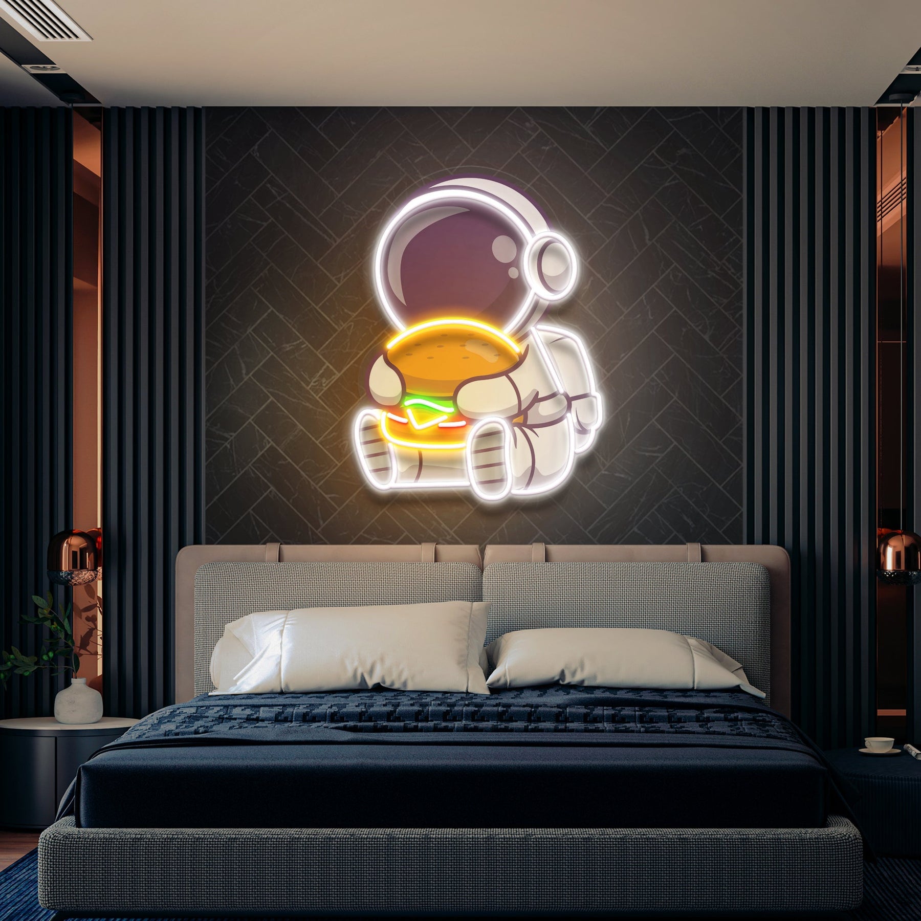 Hamburger Astronaut – LED Neon Kunstwerk