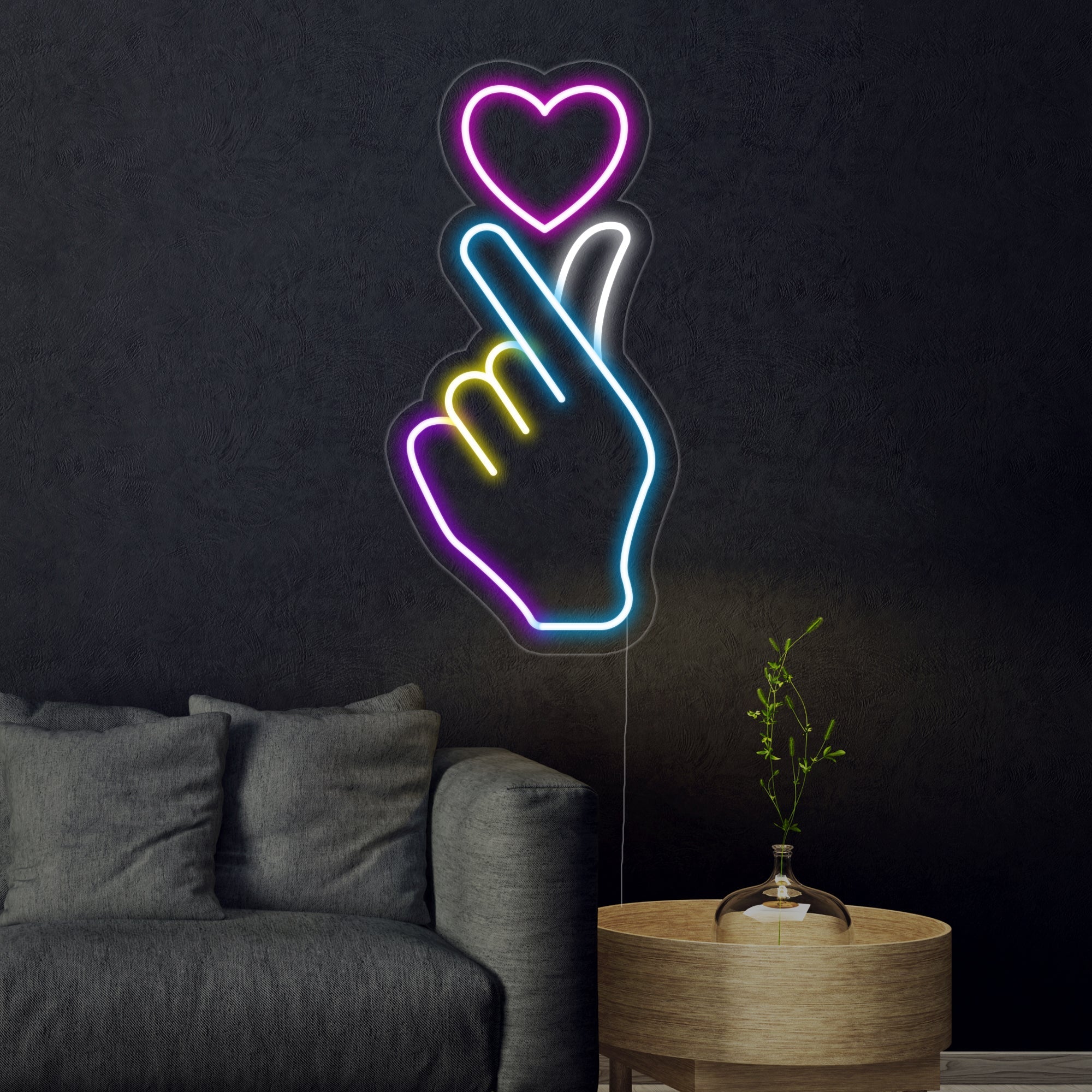"Hand Herz" Neonschrift