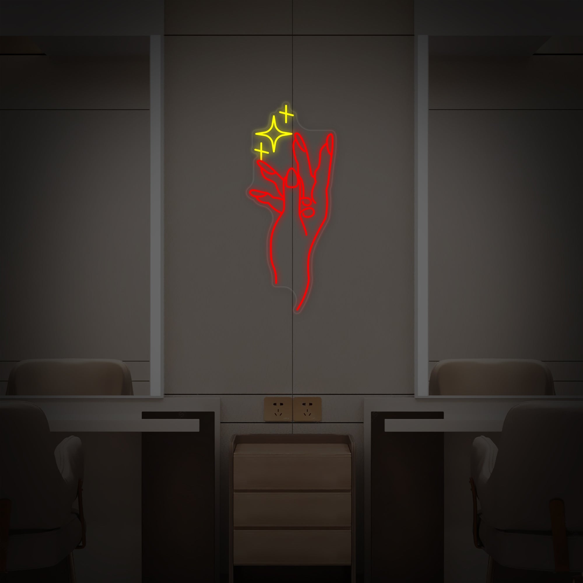 "Handnagelmaniküre Geschäft" Neonschrift
