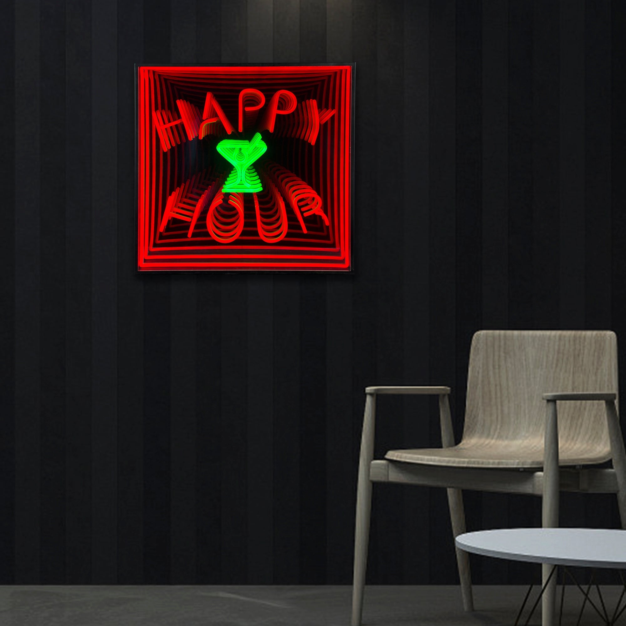 "Happy Hour" 3D Unendlichkeits LED Neonschrift