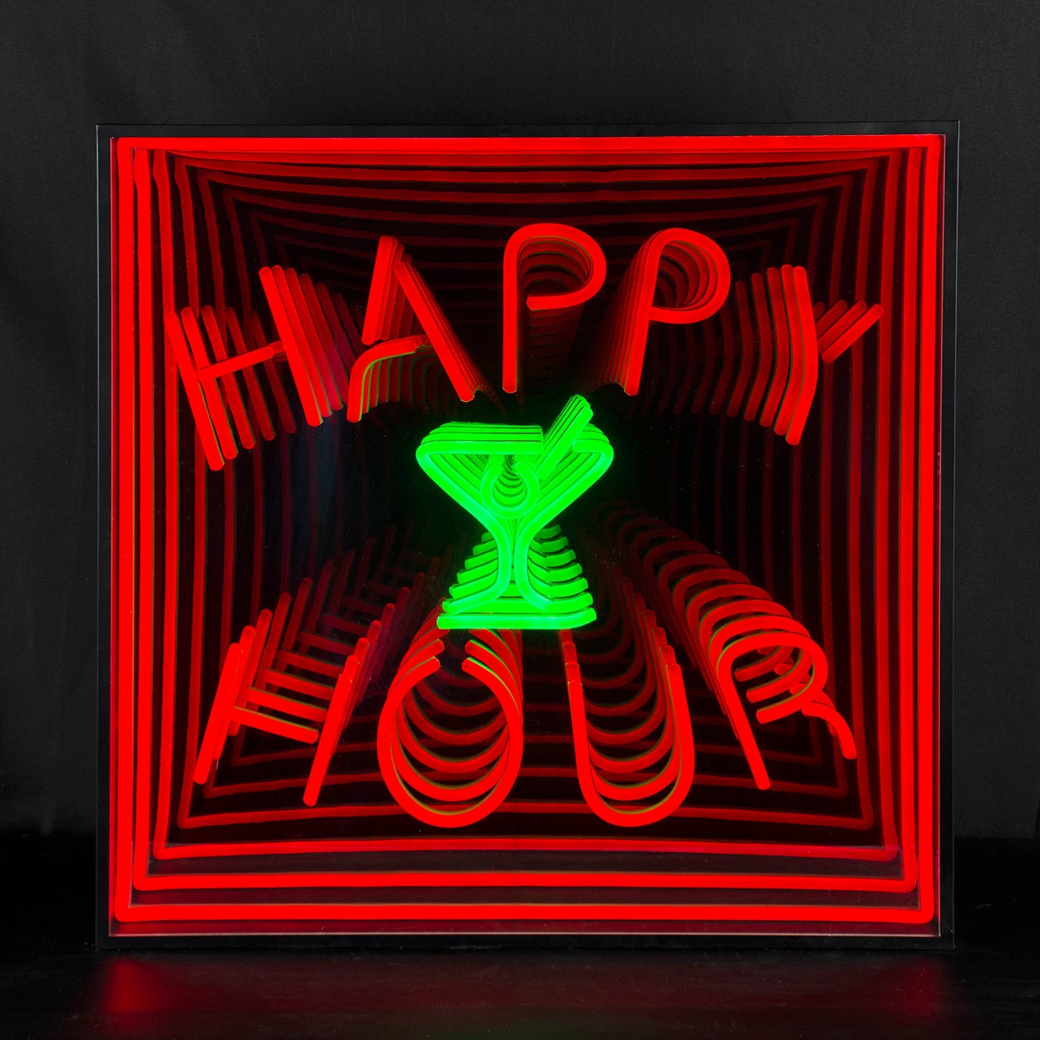 "Happy Hour" 3D Unendlichkeits LED Neonschrift