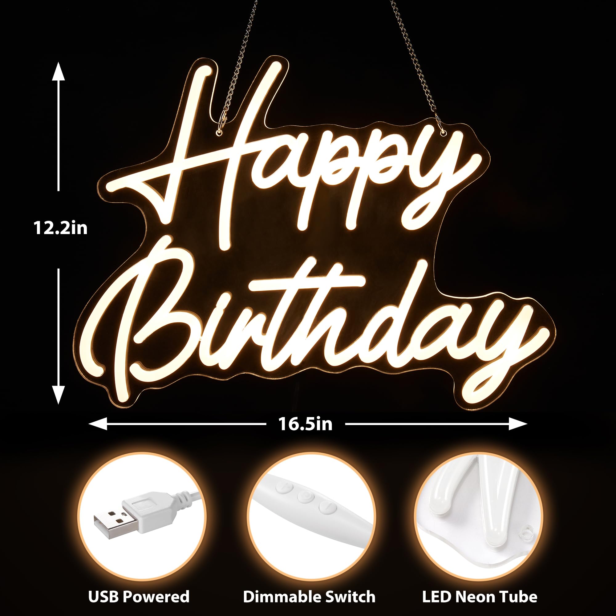 „Happy Birthday“-Neonschild für die Dekoration von Geburtstagsfeiern