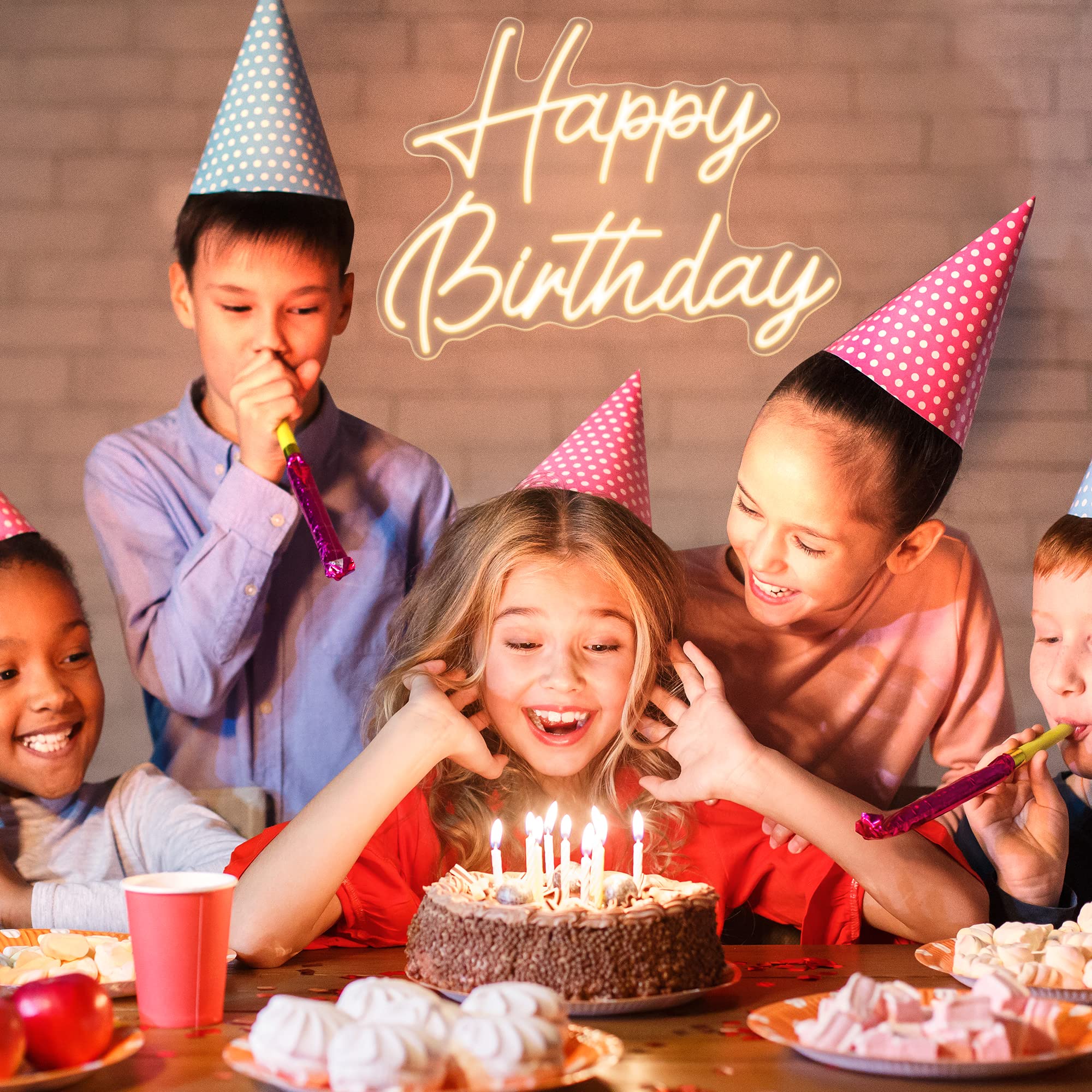 „Happy Birthday“-Neonschild für die Dekoration von Geburtstagsfeiern