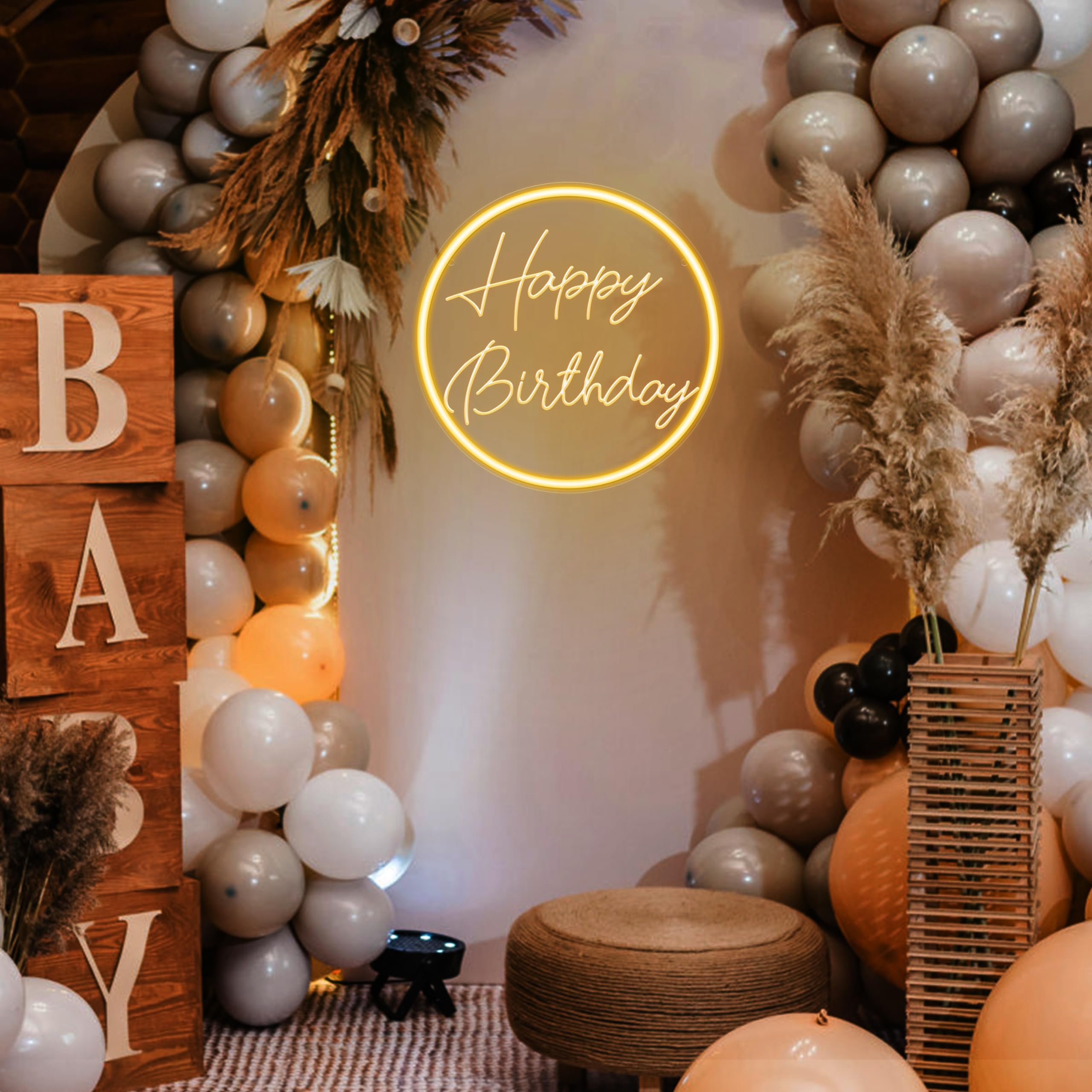 „Happy Birthday“-Neonschild für die Dekoration von Geburtstagsfeiern