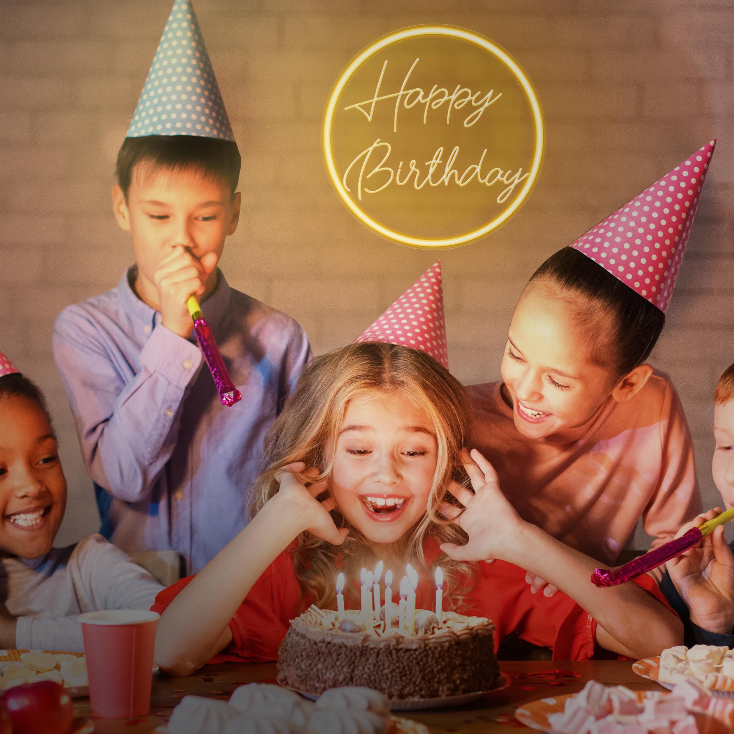 „Happy Birthday“-Neonschild für die Dekoration von Geburtstagsfeiern