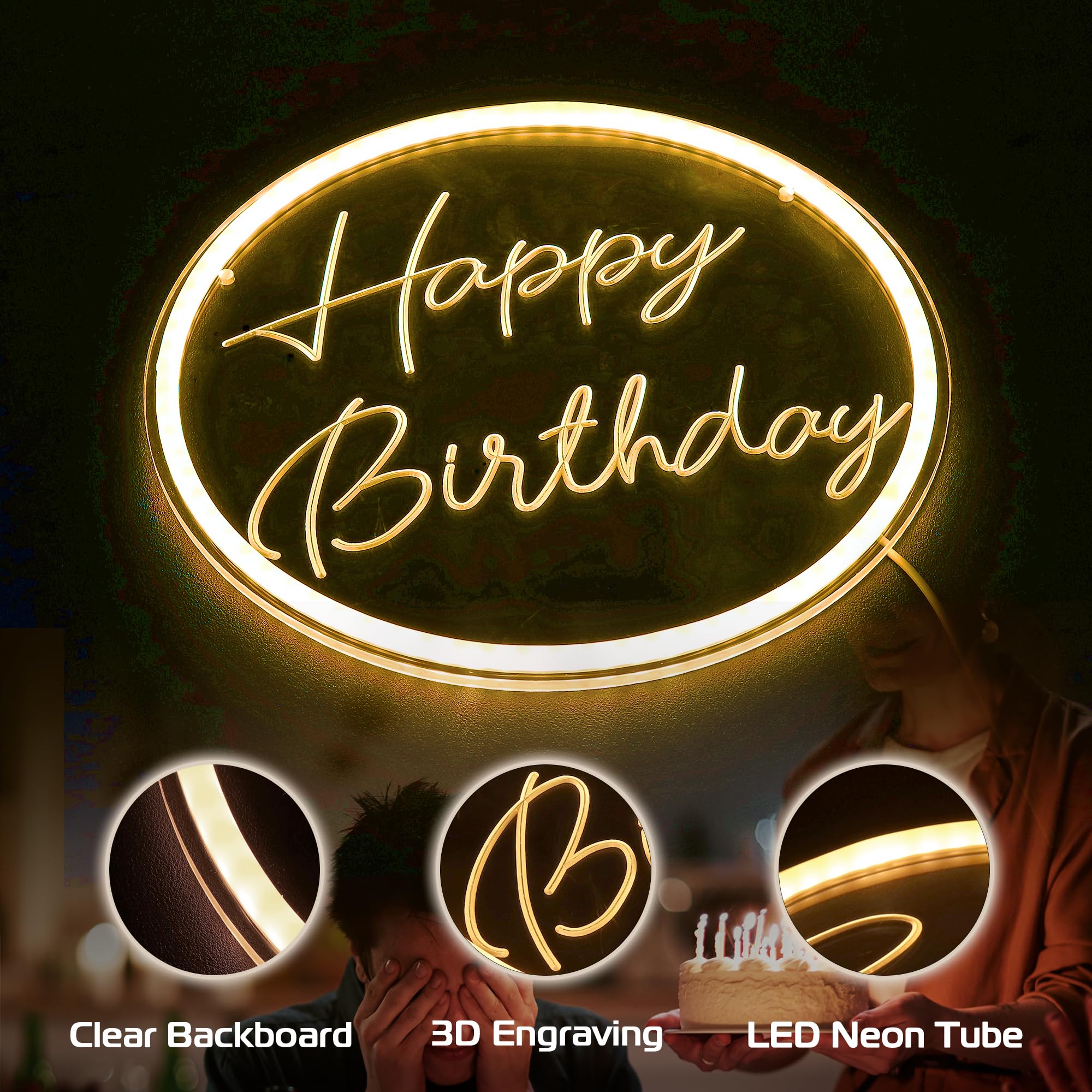 „Happy Birthday“-Neonschild für die Dekoration von Geburtstagsfeiern