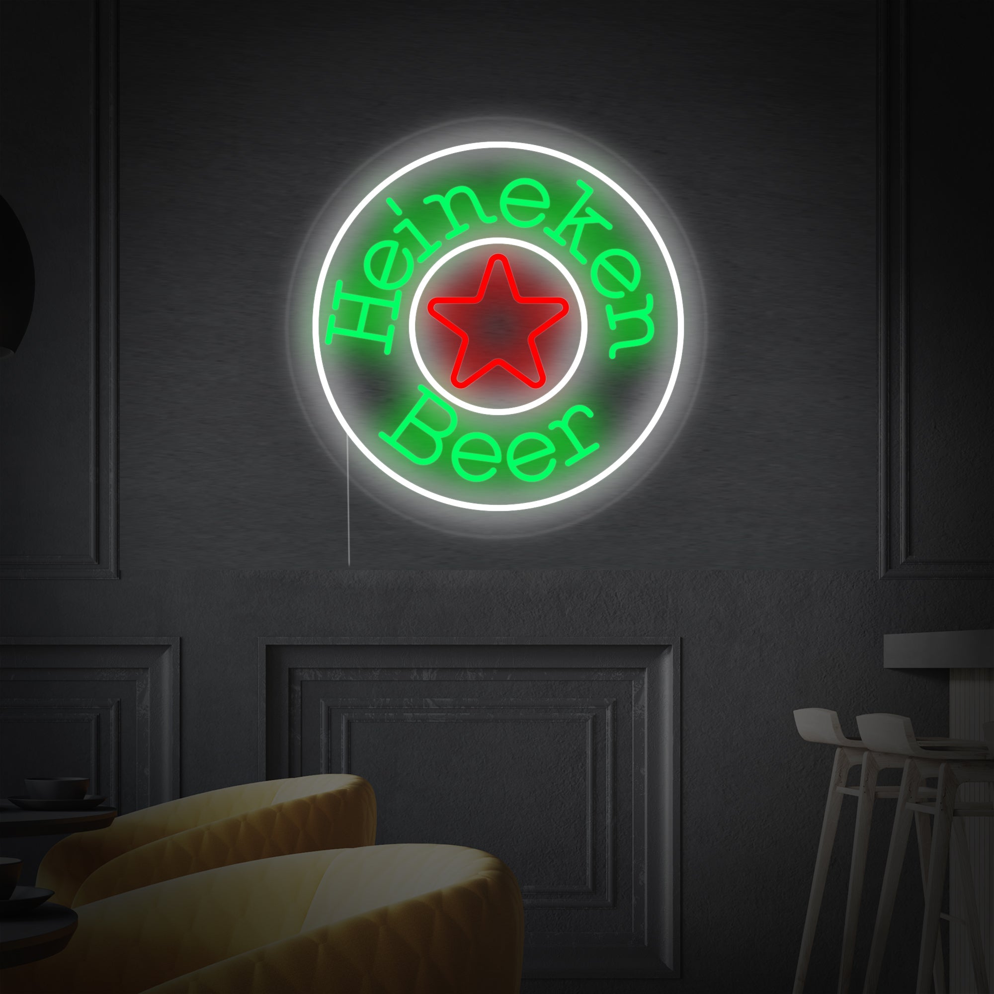 "Heine Bier Stern" Neonschrift