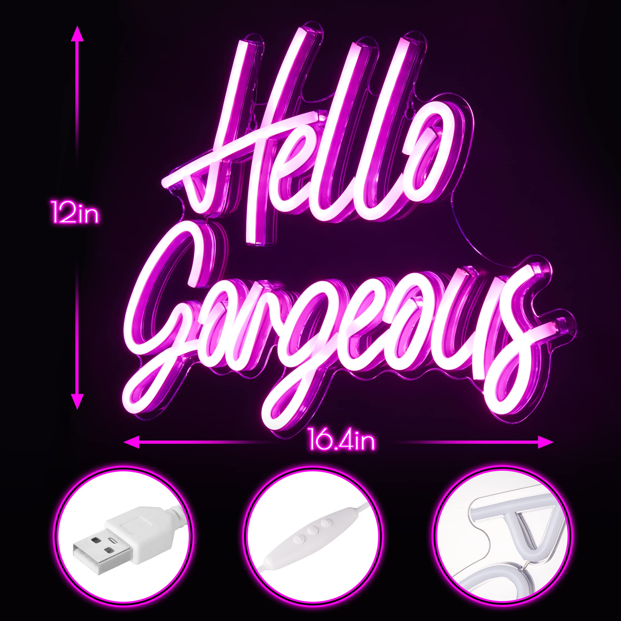 „Hello Gorgeous“-Neonschilder für die Wanddekoration