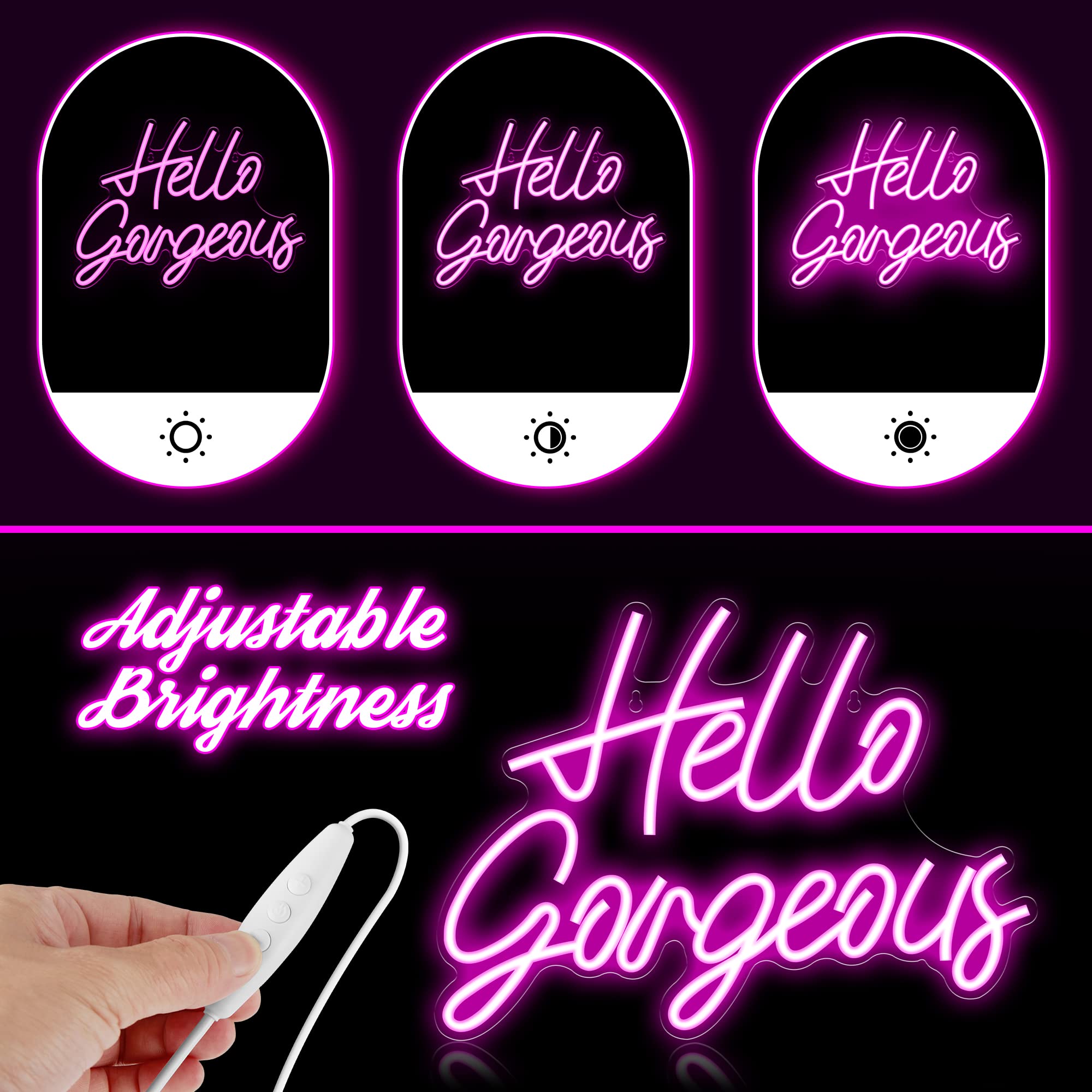 „Hello Gorgeous“-Neonschilder für die Wanddekoration