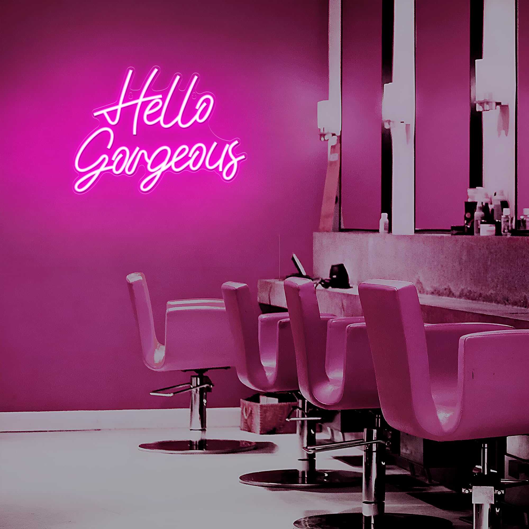 „Hello Gorgeous“-Neonschilder für die Wanddekoration