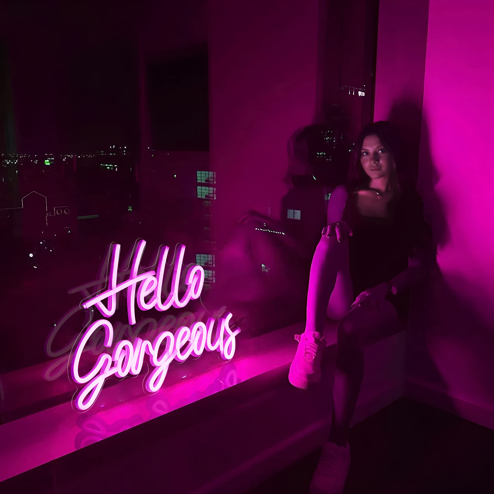 „Hello Gorgeous“-Neonschilder für die Wanddekoration
