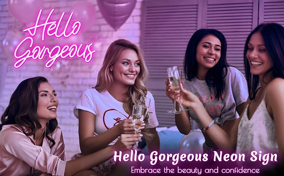 „Hello Gorgeous“-Neonschilder für die Wanddekoration