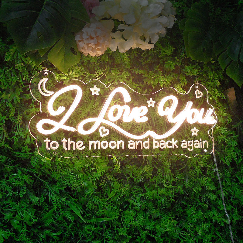 "I Love You To The Moon And Back Again" Mini Neonschrift
