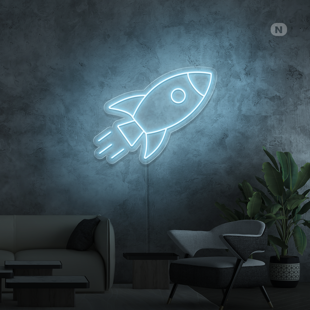 Neon Schild Rakete
