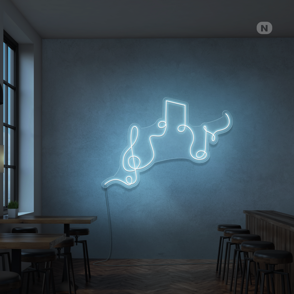 Neon Schild Musikalische Noten
