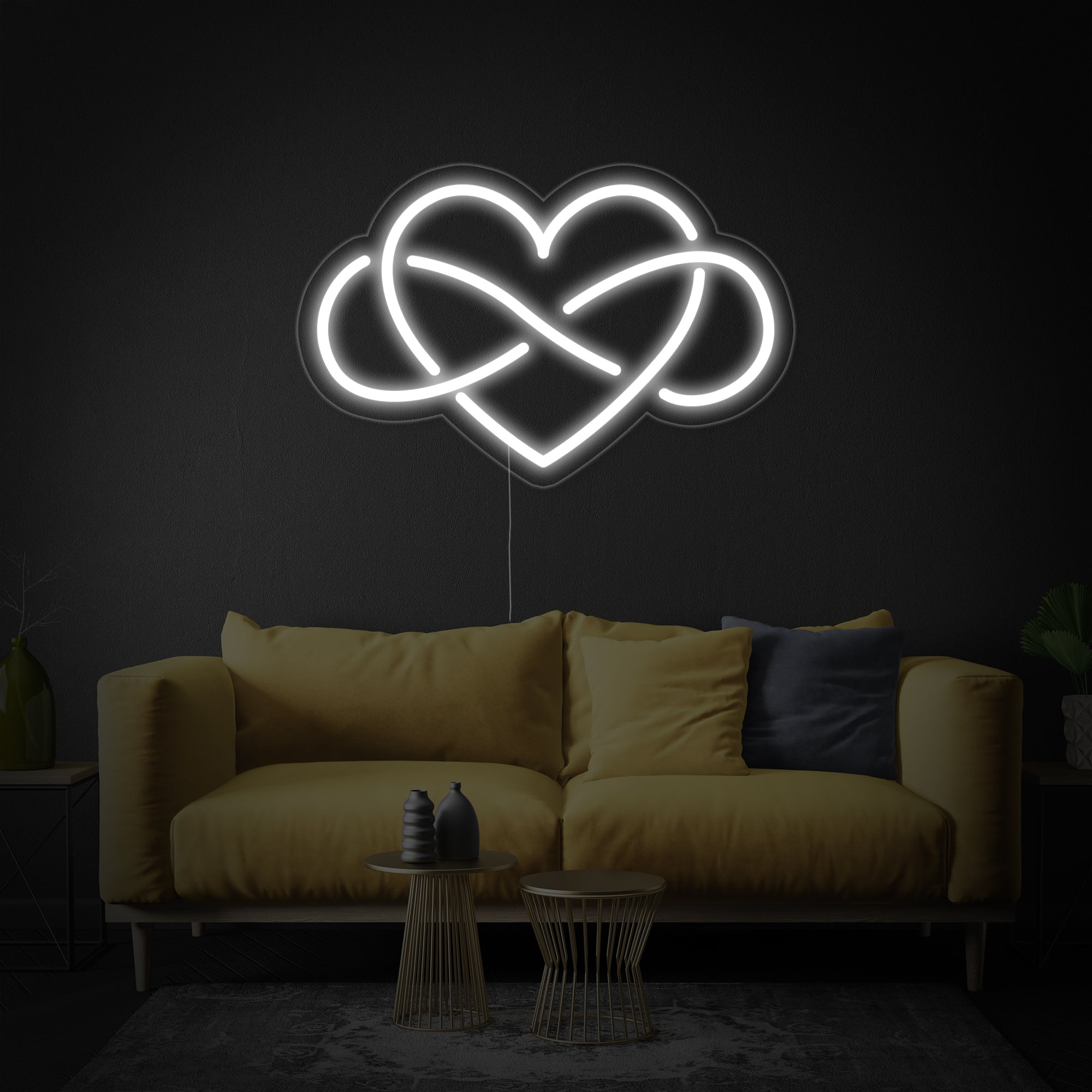 "Unendlichkeit, Herz" Neonschrift
