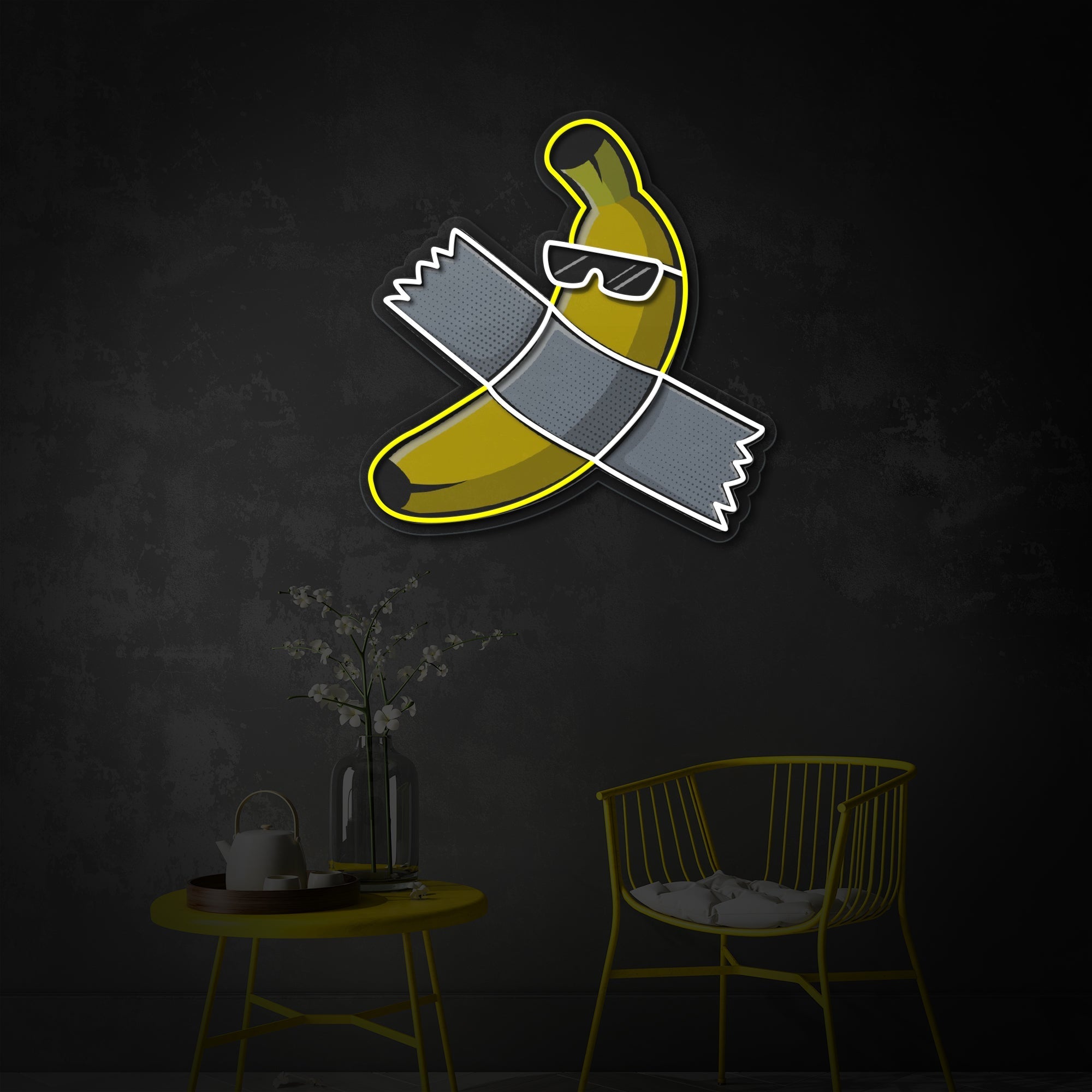 "Ist diese Kunst, Banane mit Band" UV-bedruckt LED-Neonschild