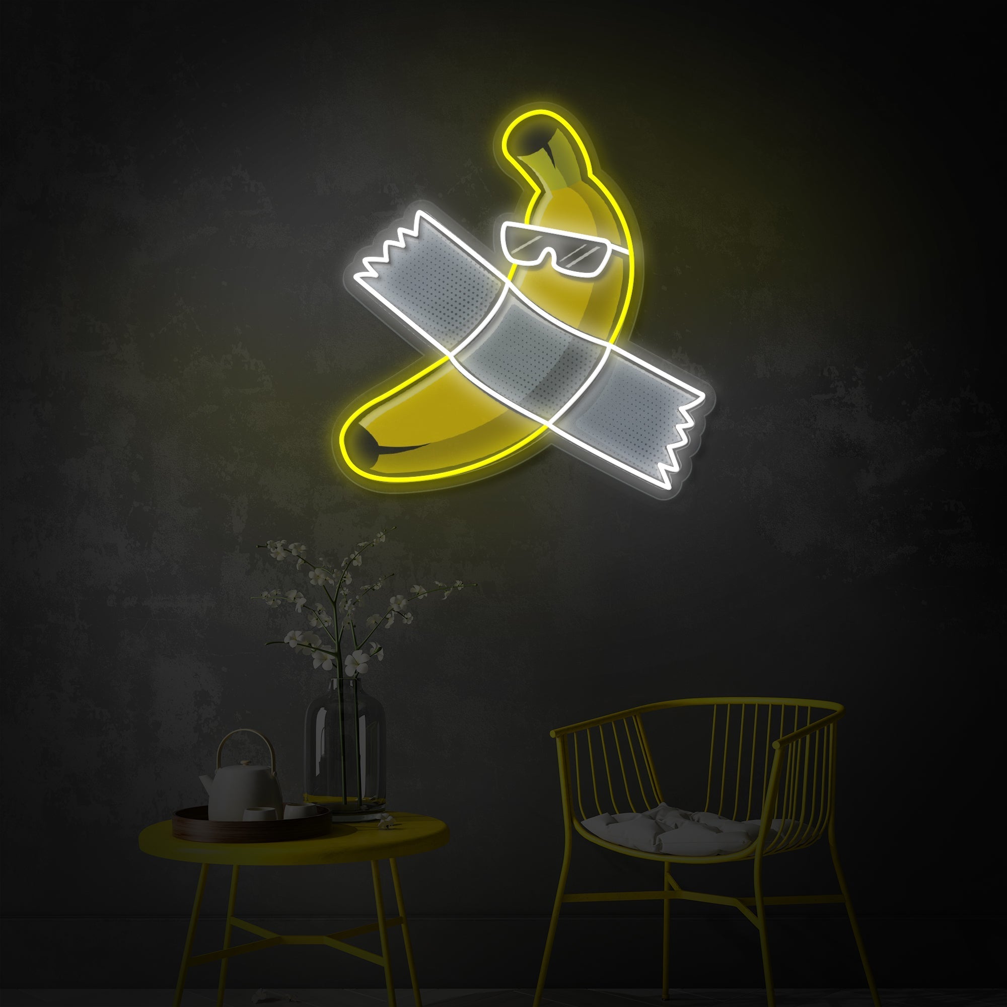 "Ist diese Kunst, Banane mit Band" UV-bedruckt LED-Neonschild