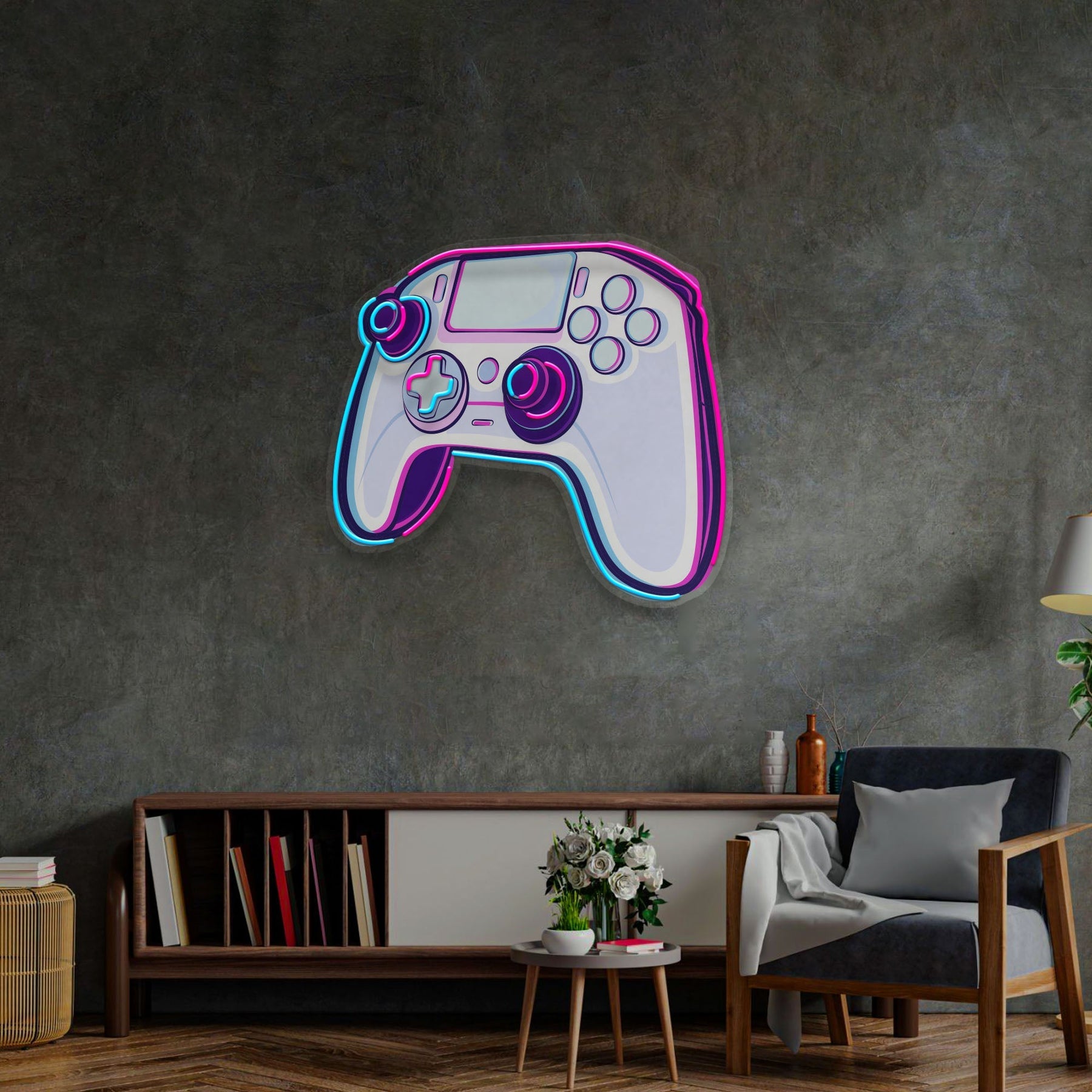 Joystick Controller Cartoon LED Neon Pop Art – Ein Muss für Gamer