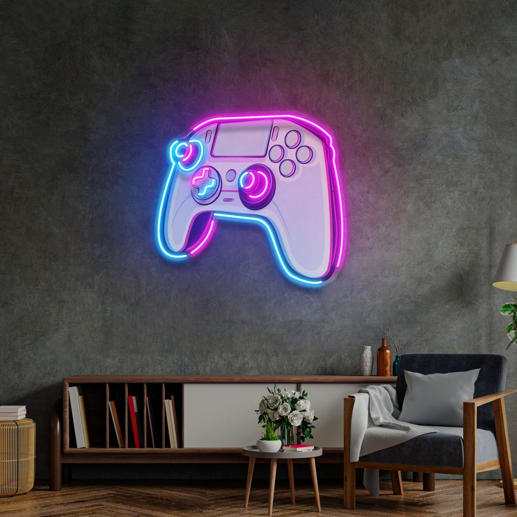 Joystick Controller Cartoon LED Neon Pop Art – Ein Muss für Gamer