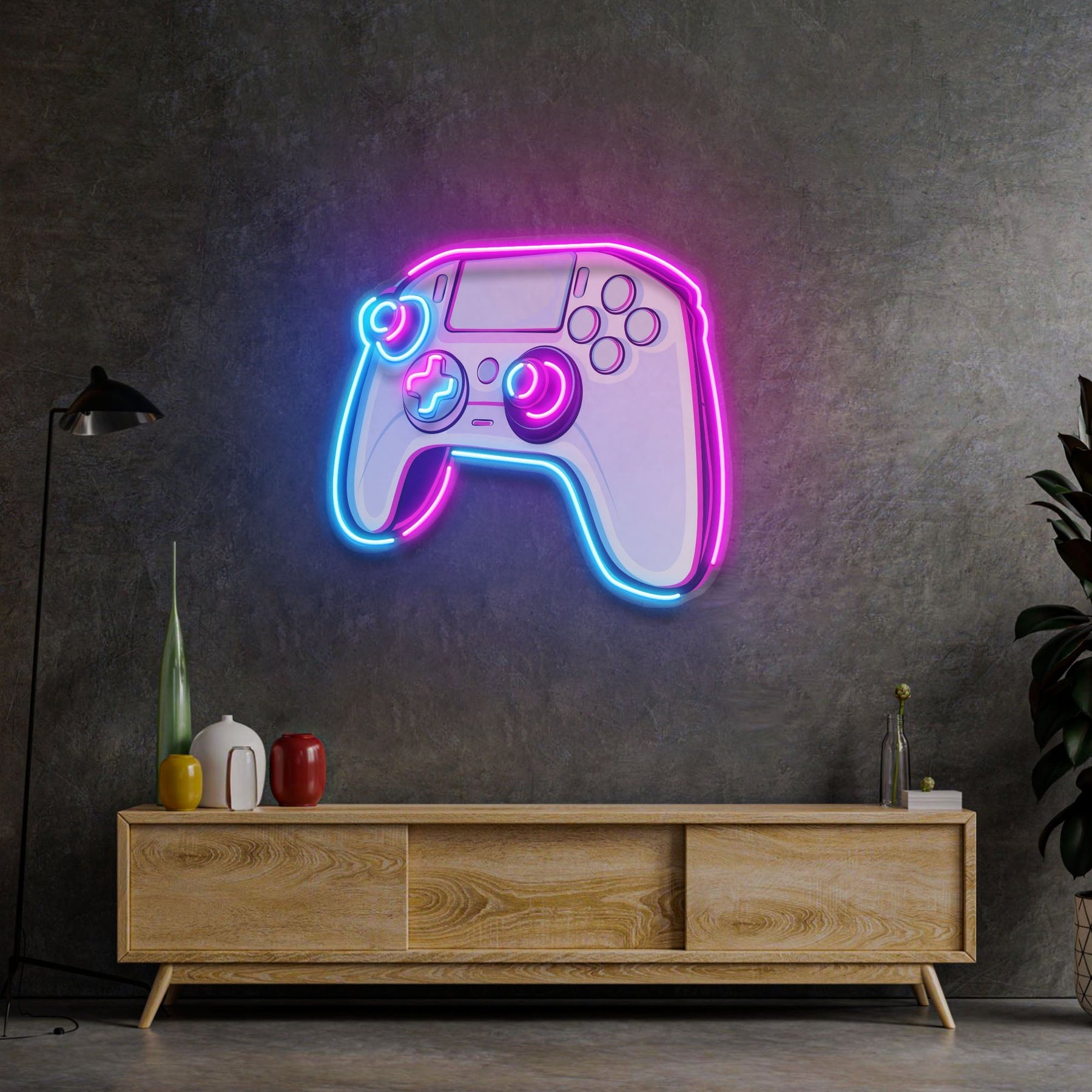 Joystick Controller Cartoon LED Neon Pop Art – Ein Muss für Gamer