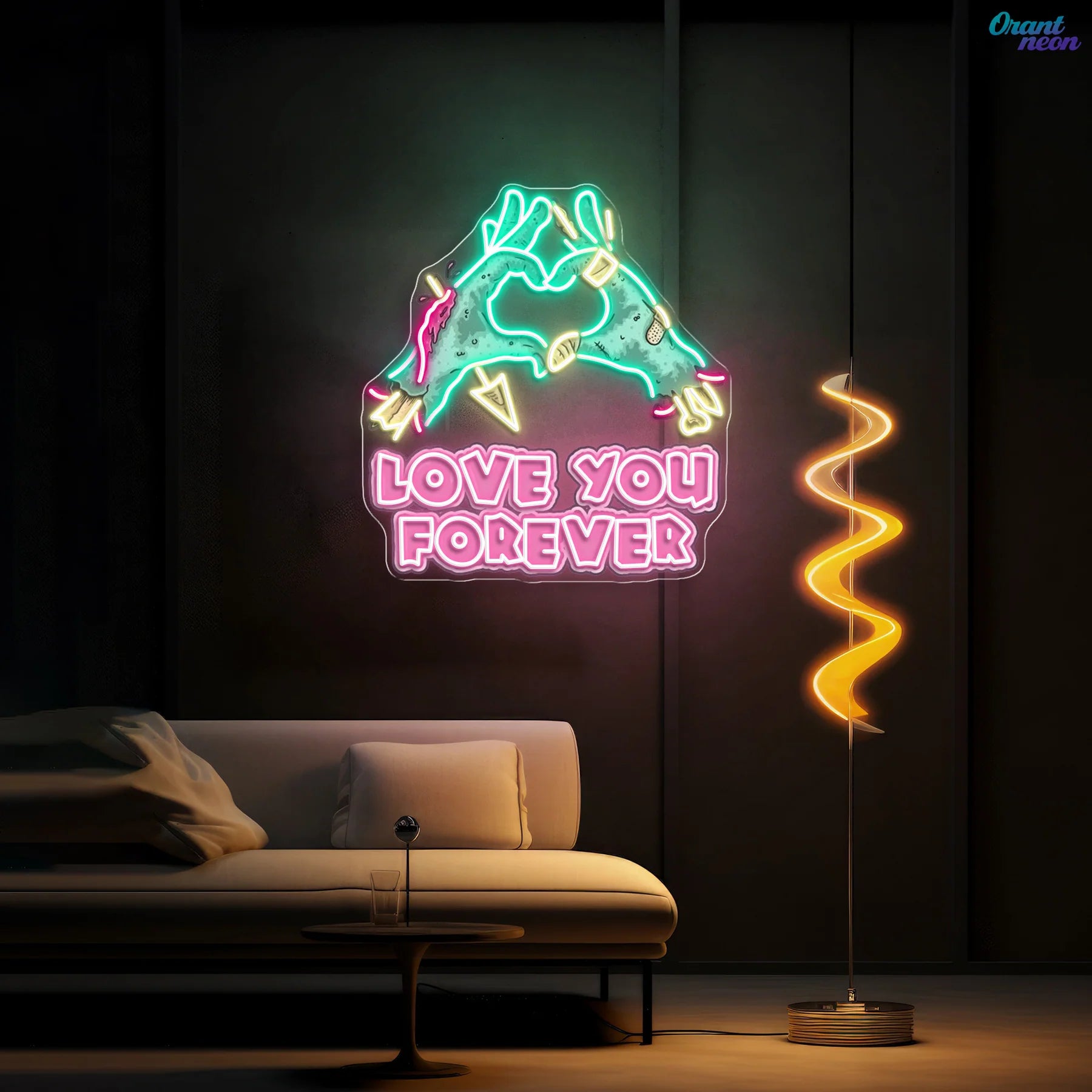 LOVE YOU FOREVER: Valentinstag Zombie Neon Kunstwerk